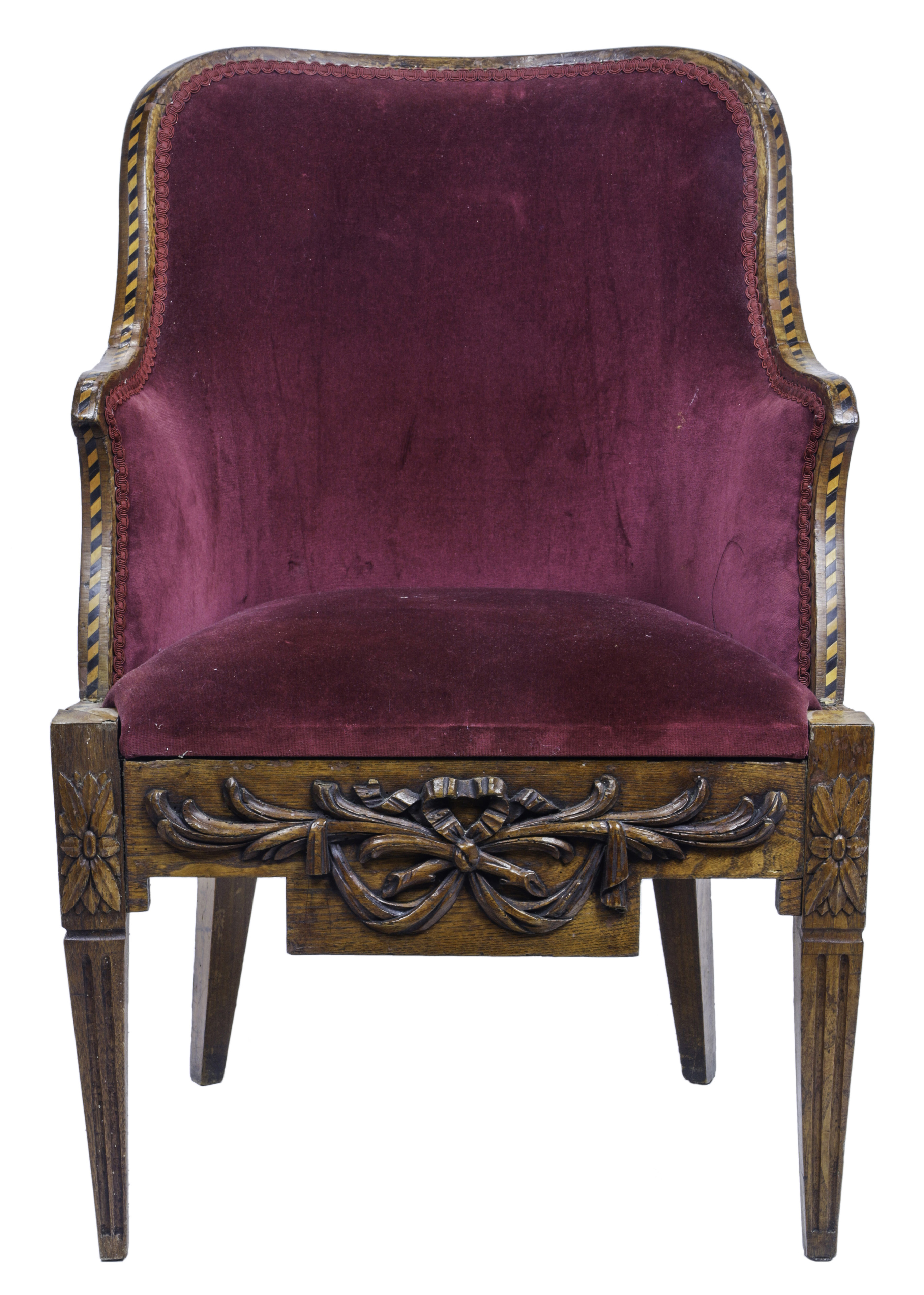 A DUTCH MARQUETRY DECORATED ARMCHAIR