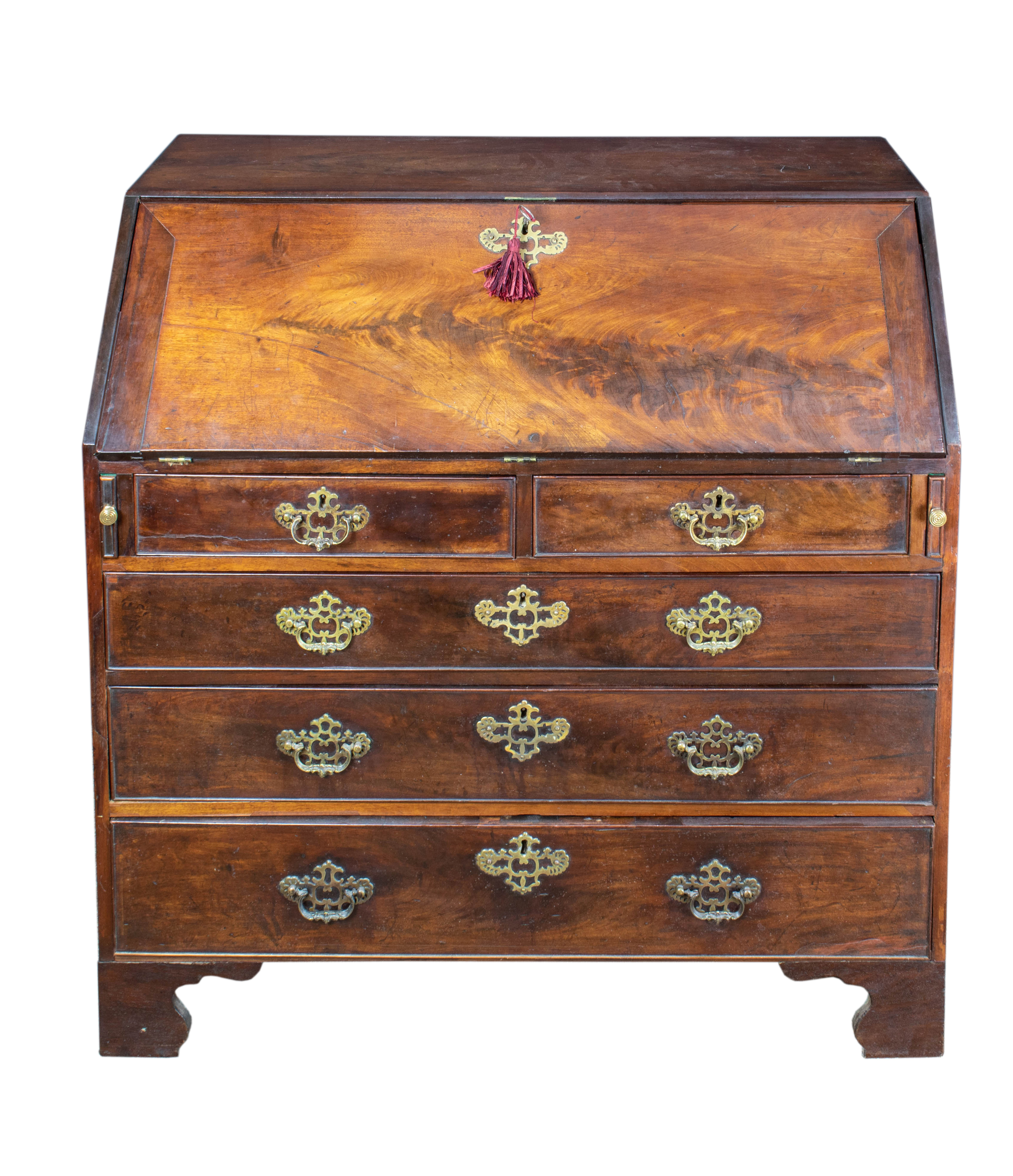 A GEORGIAN MAHOGANY SLANT FRONT DESK