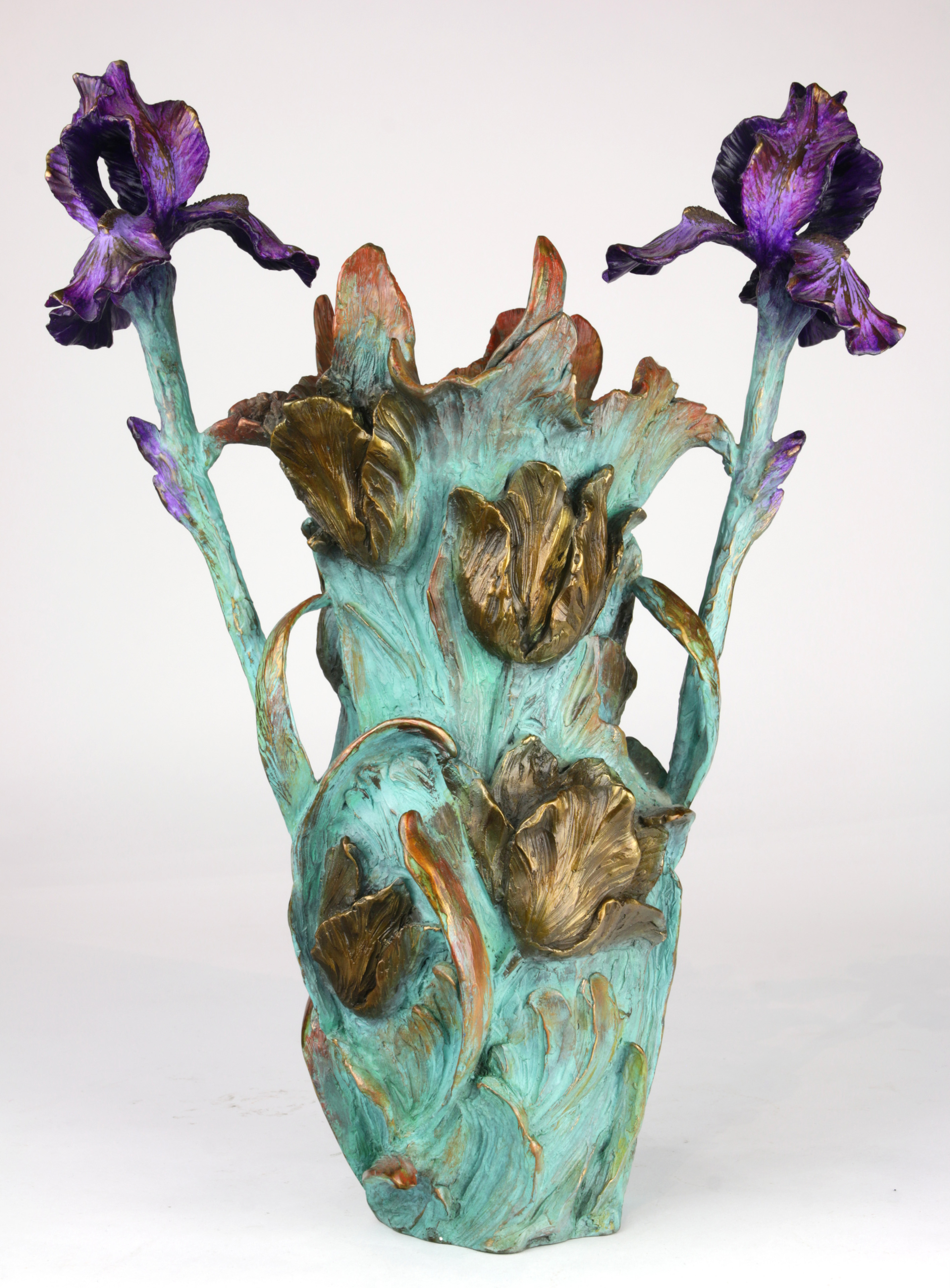 A LARGE ART NOUVEAU STYLE PATINATED