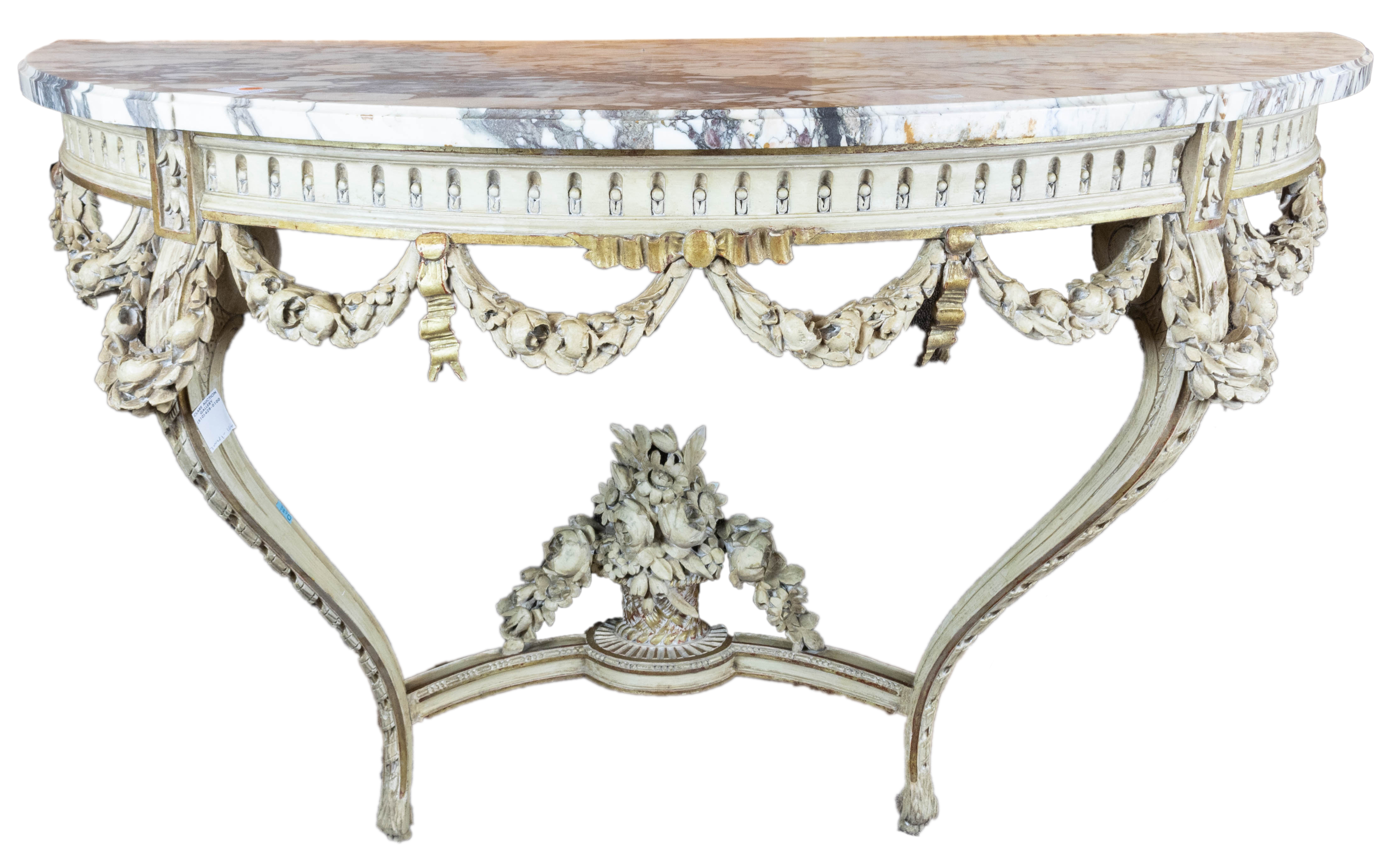 A FRENCH POLYCHROME DECORATED CONSOLE