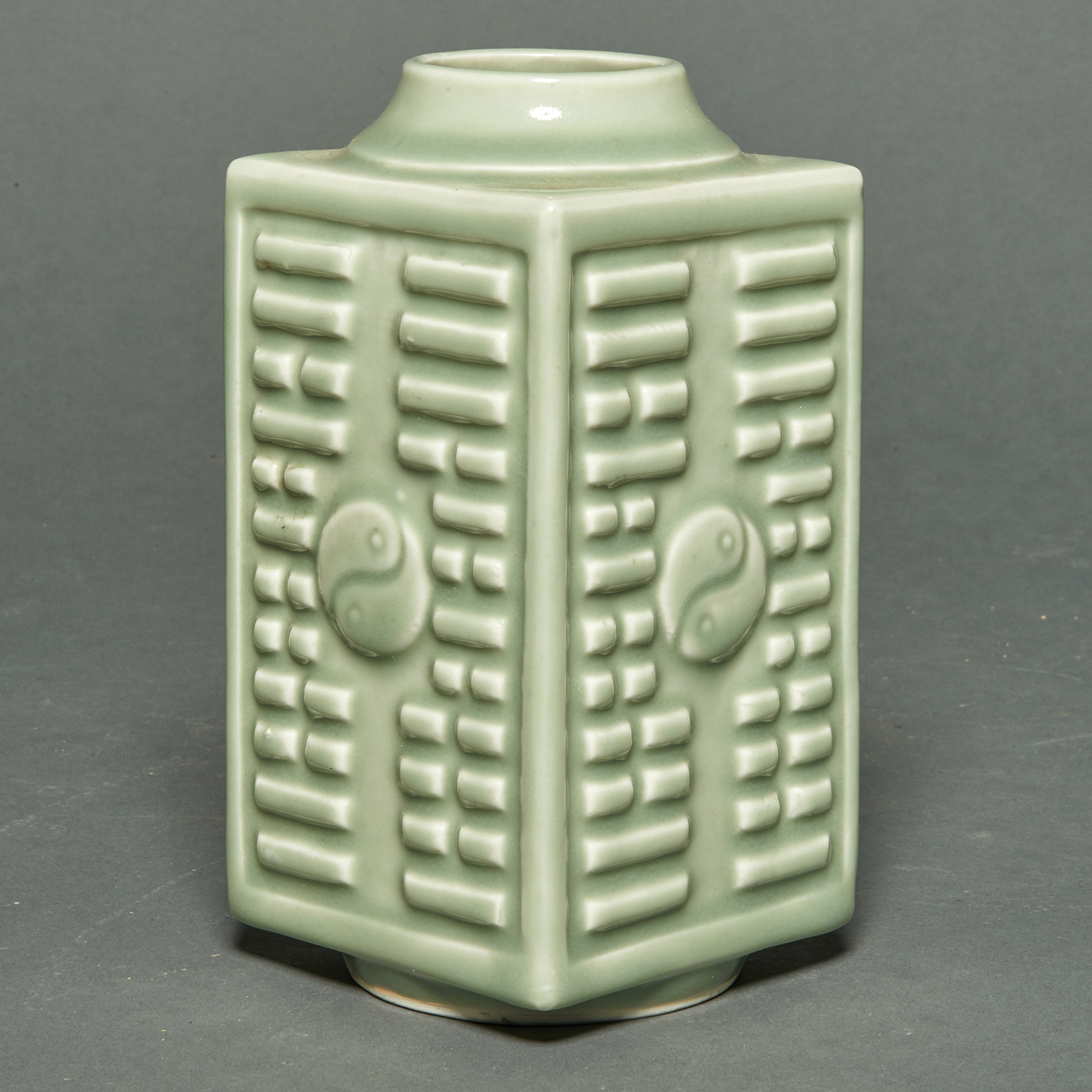 CHINESE CELADON GLAZED CONG VASE