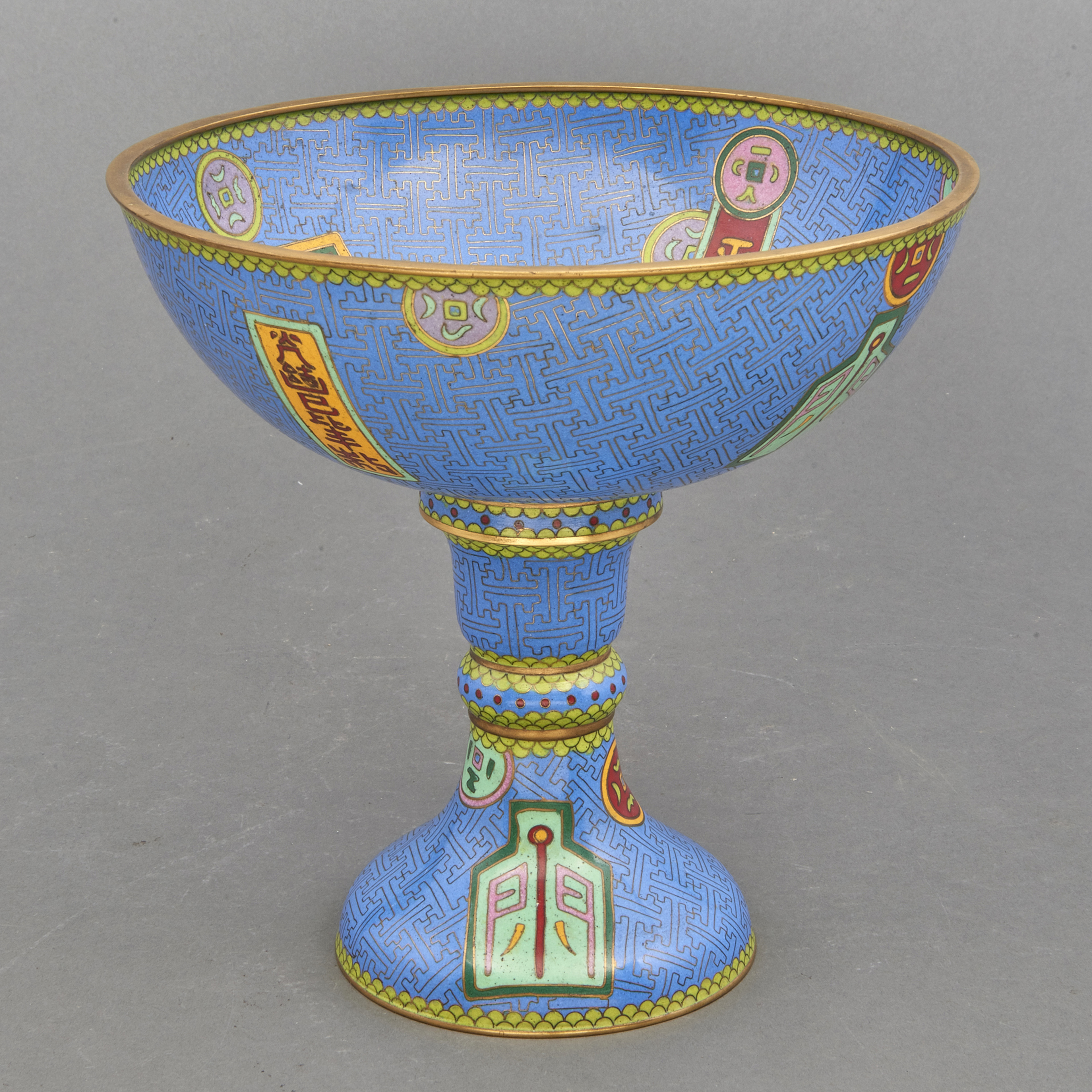 CHINESE CLOISONNE ENAMEL STEM BOWL 3a6582