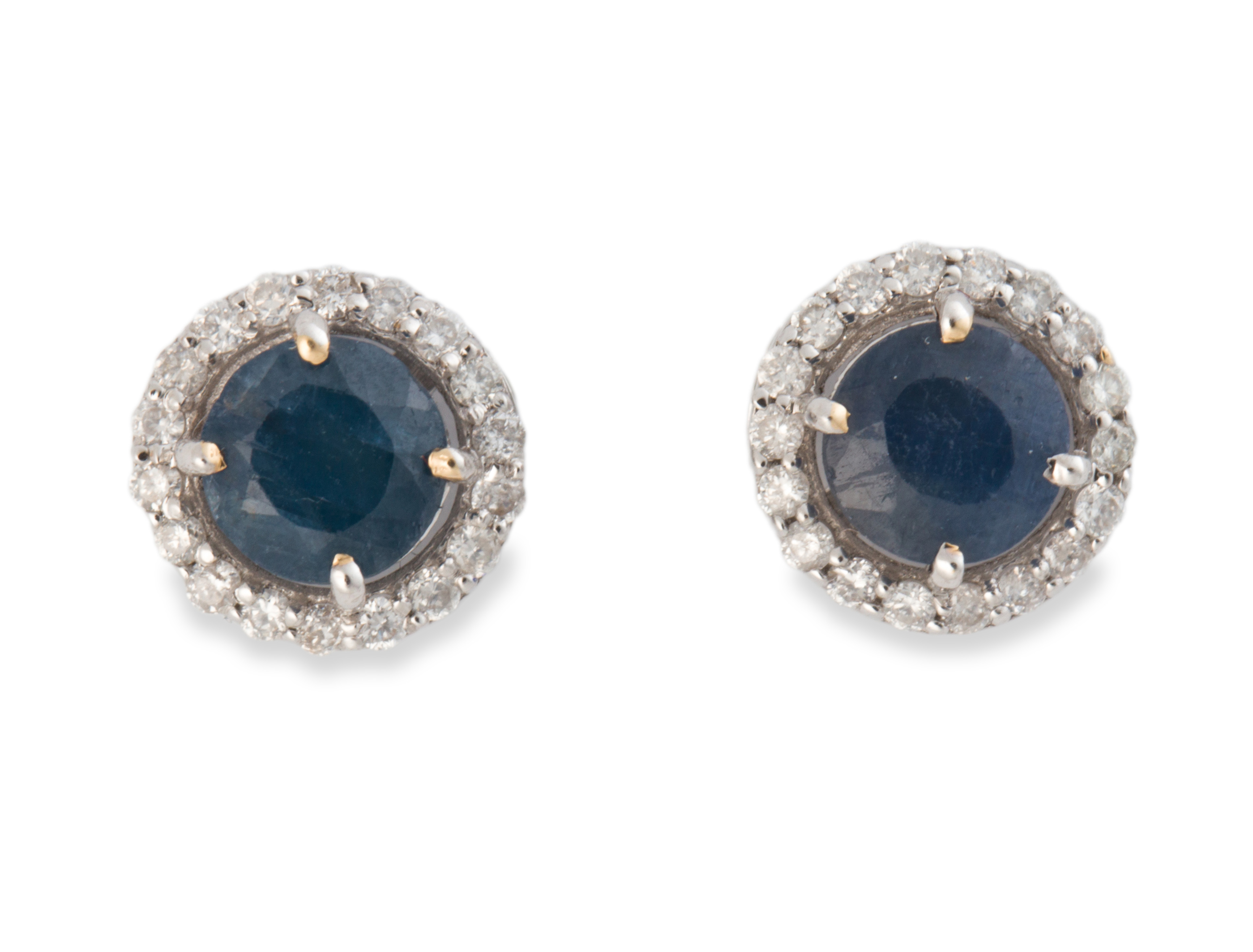 A PAIR OF SAPPHIRE, DIAMOND AND