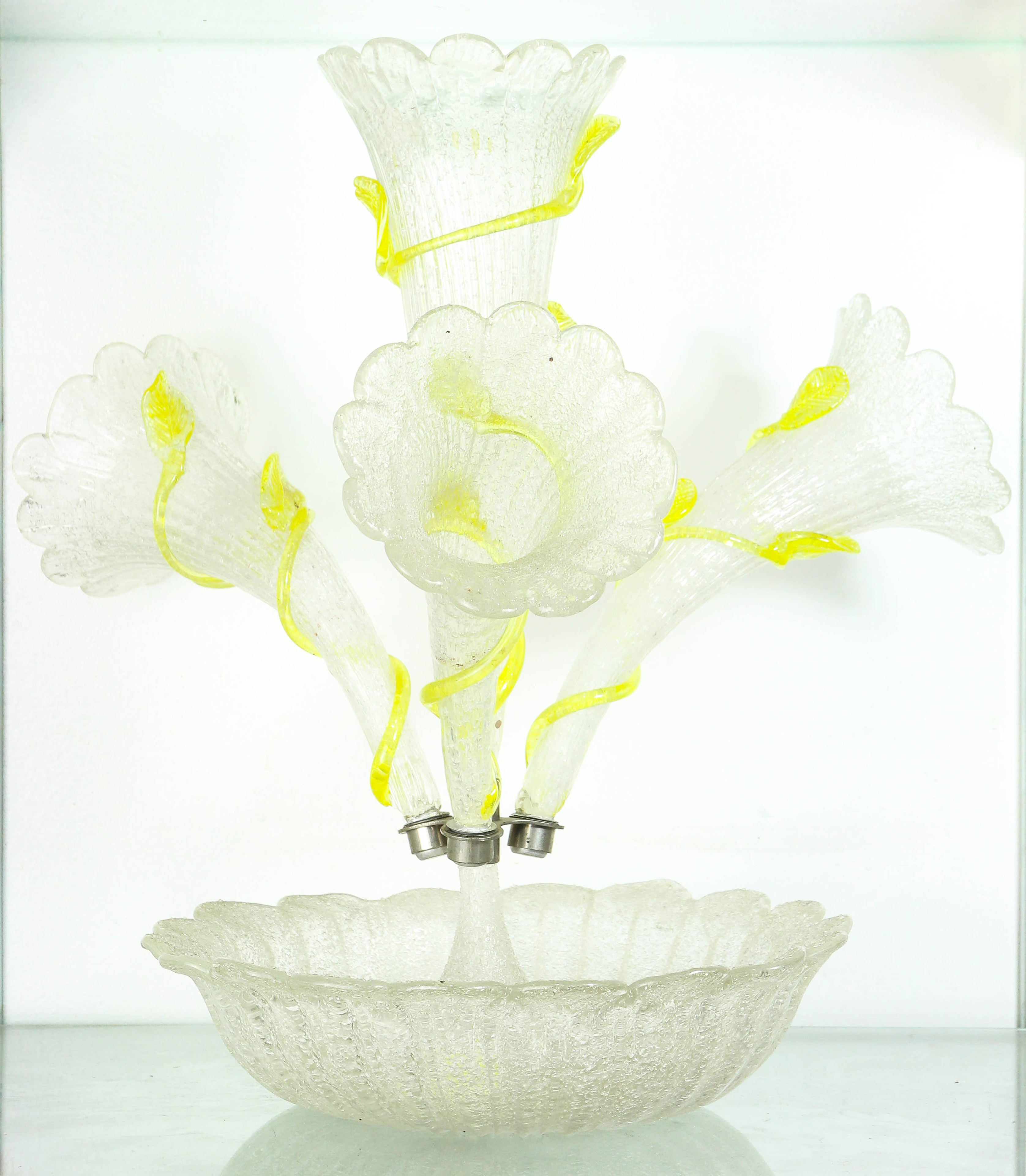 CORALENE ART GLASS EPERGNE WITH FOUR