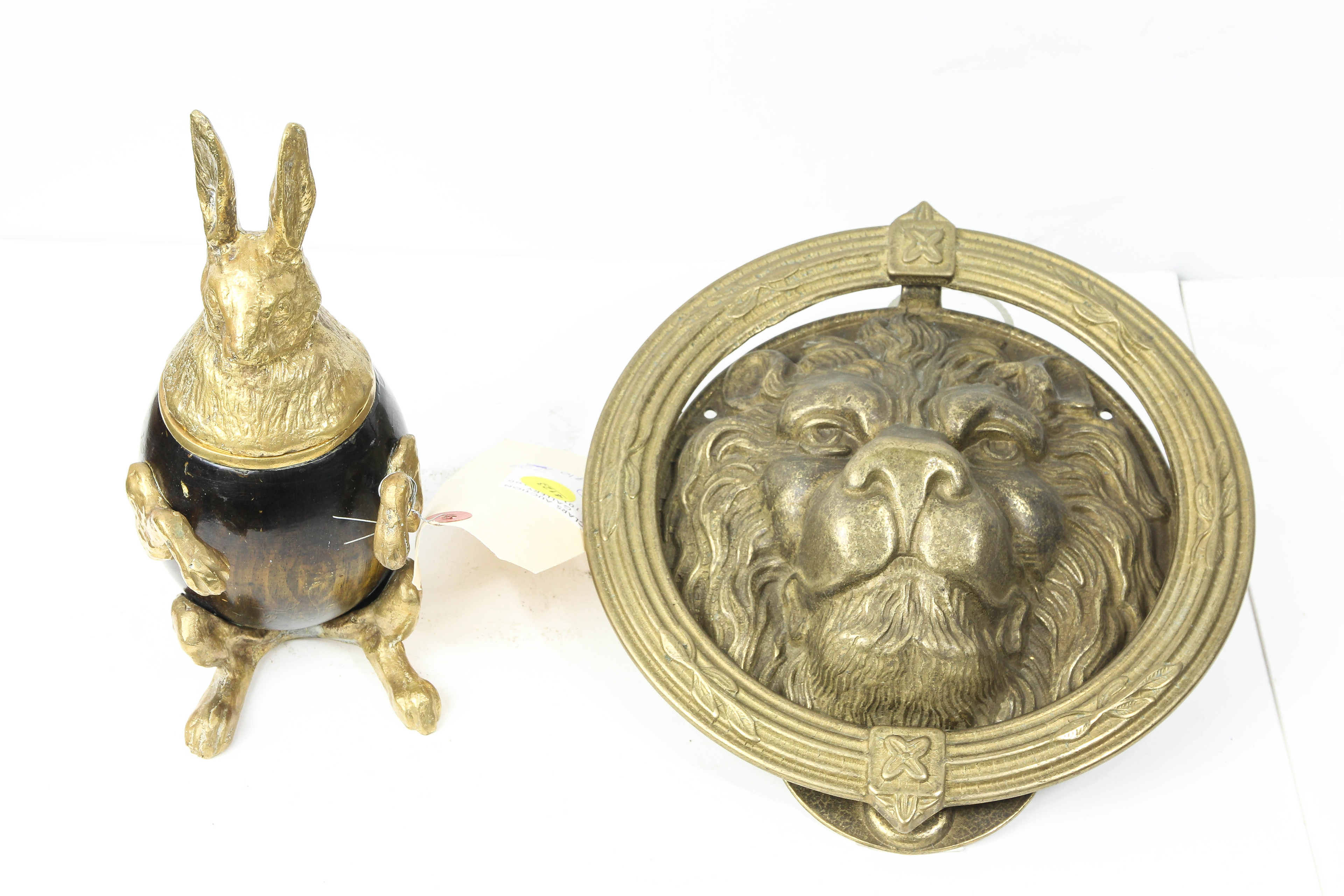 (LOT OF 2) GILT METAL LION'S HEAD