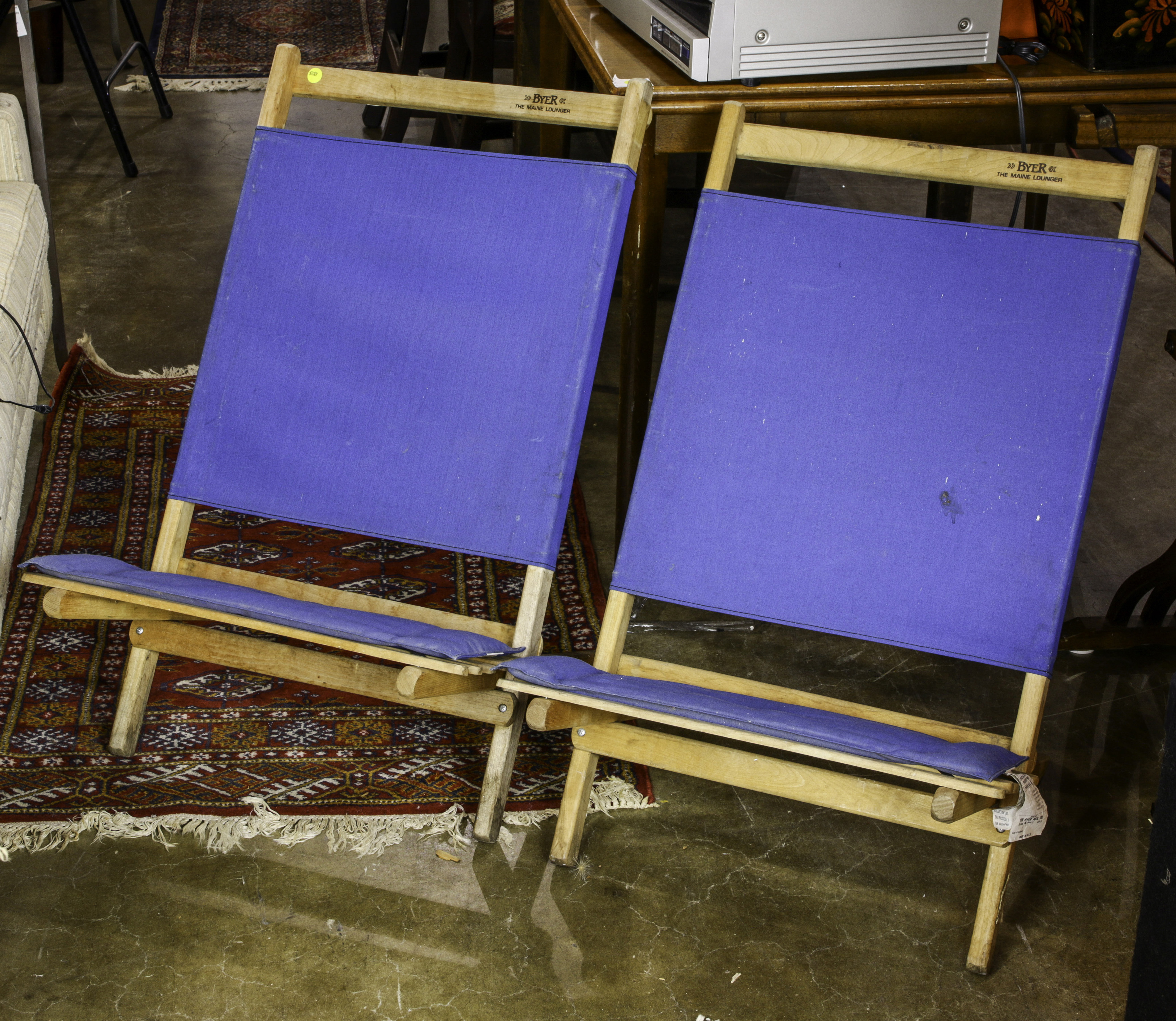 A PAIR OF FOLDING CHAIRS BYER MAINE