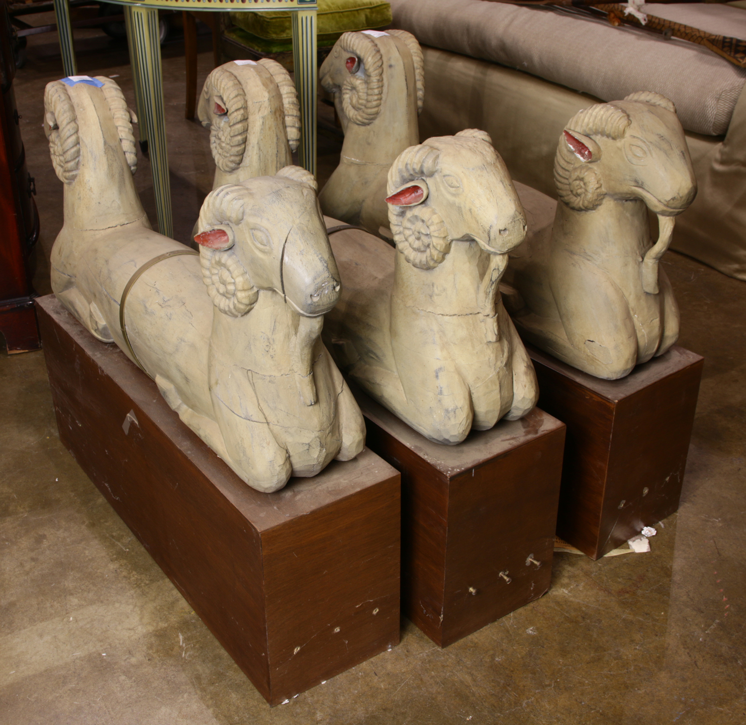  LOT OF 3 CARVED RAM FORM FURNITURE 3a6695
