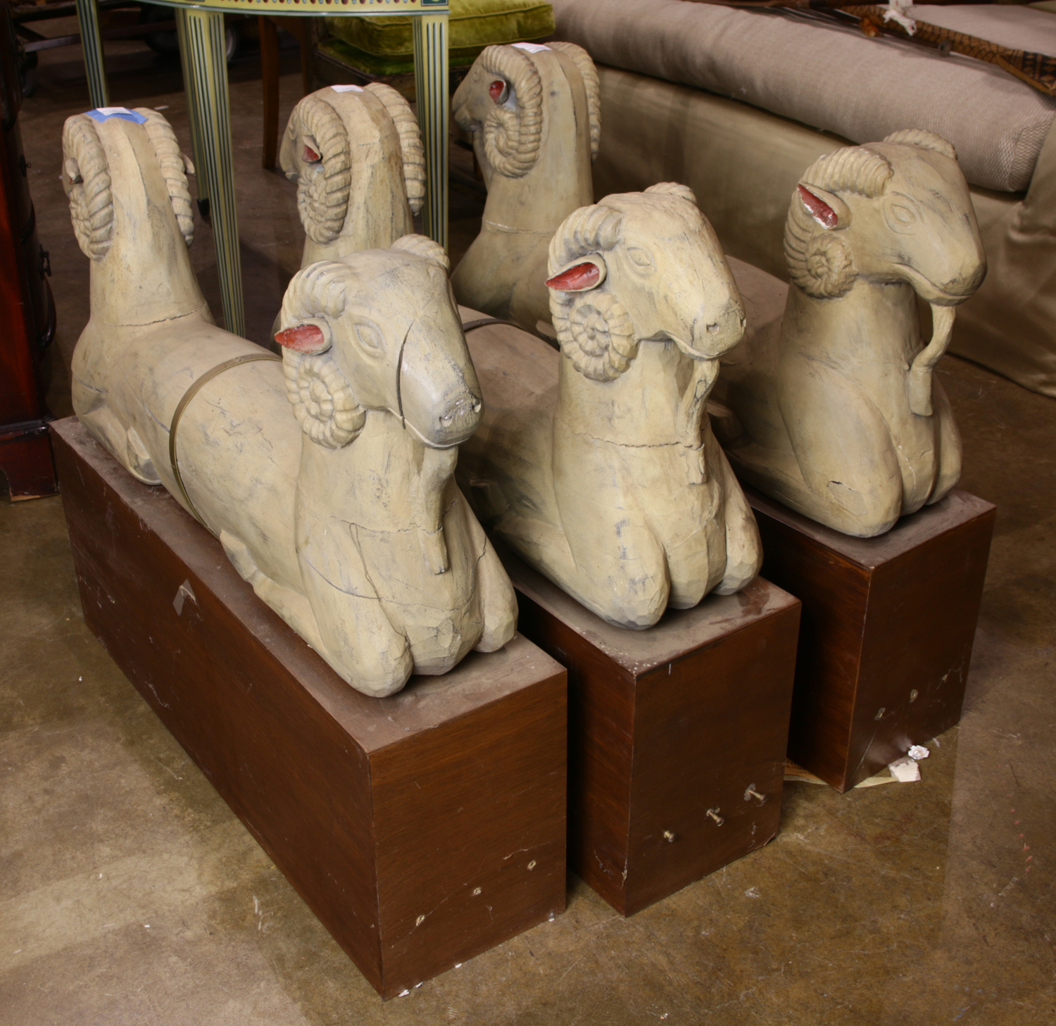 (LOT OF 3) CARVED RAM FORM FURNITURE