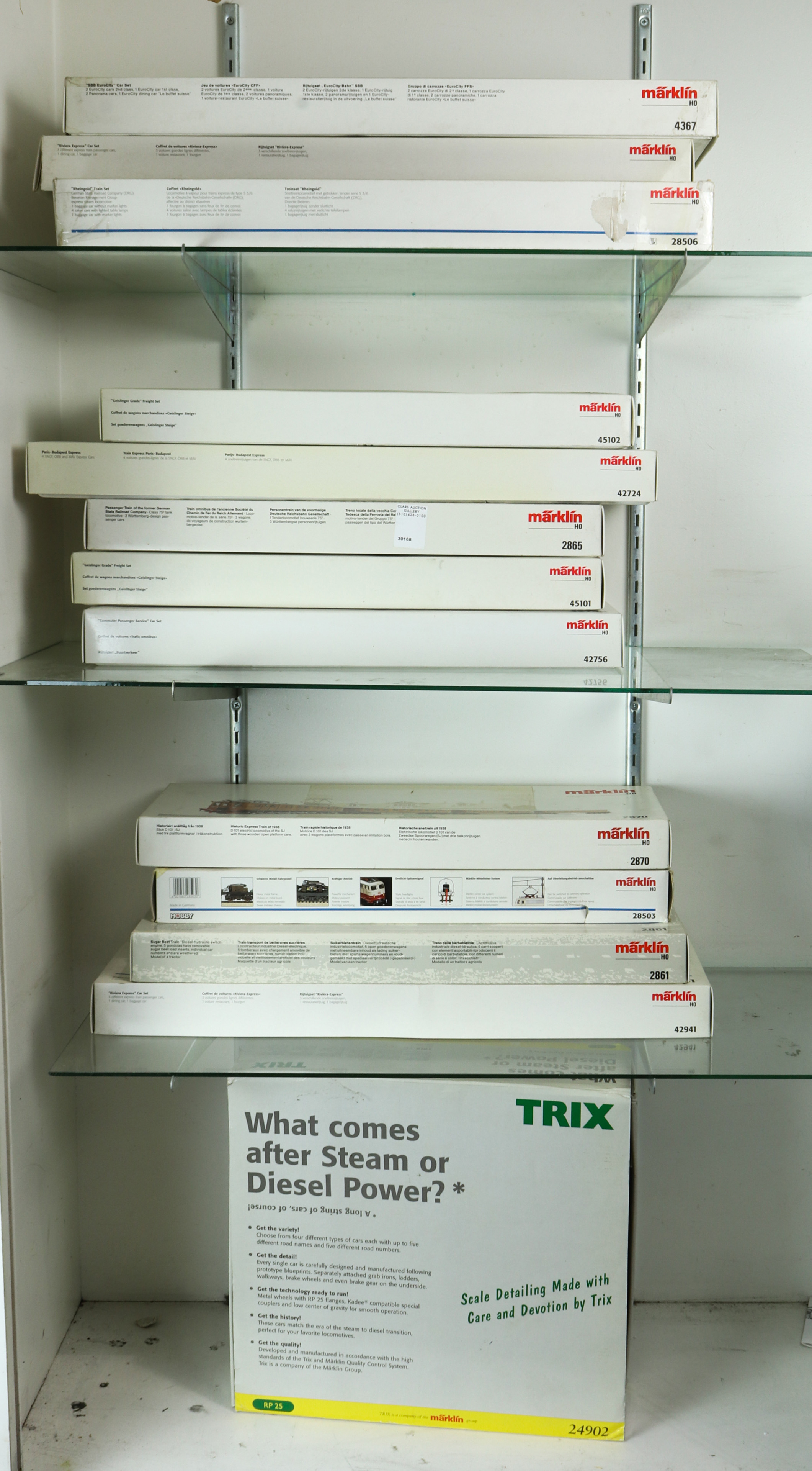 FOUR SHELVES OF BOXED MARKLIN MODEL 3a66cb