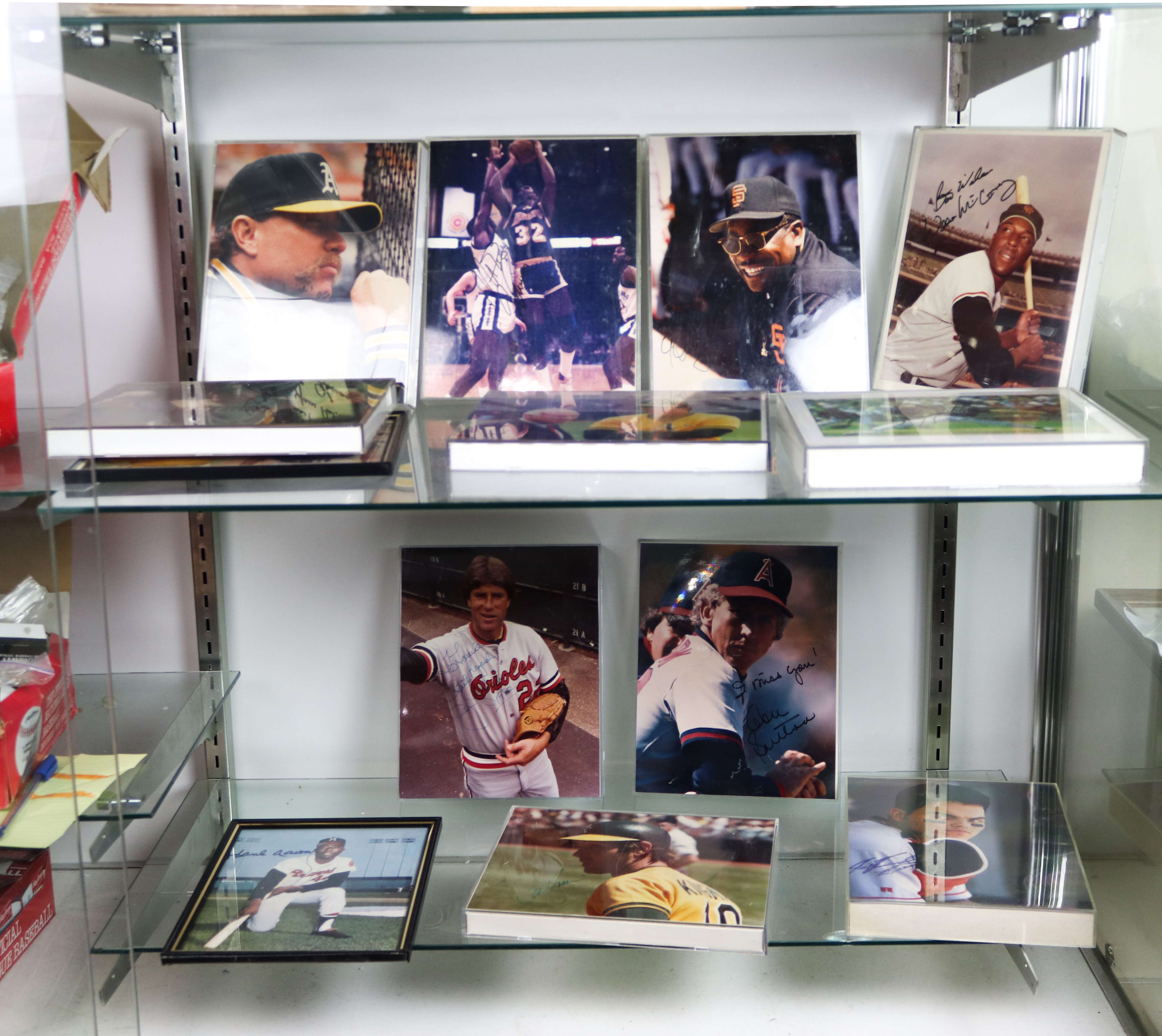 TWO SHELVES OF MOSTLY BASEBALL PHOTOGRAPHS