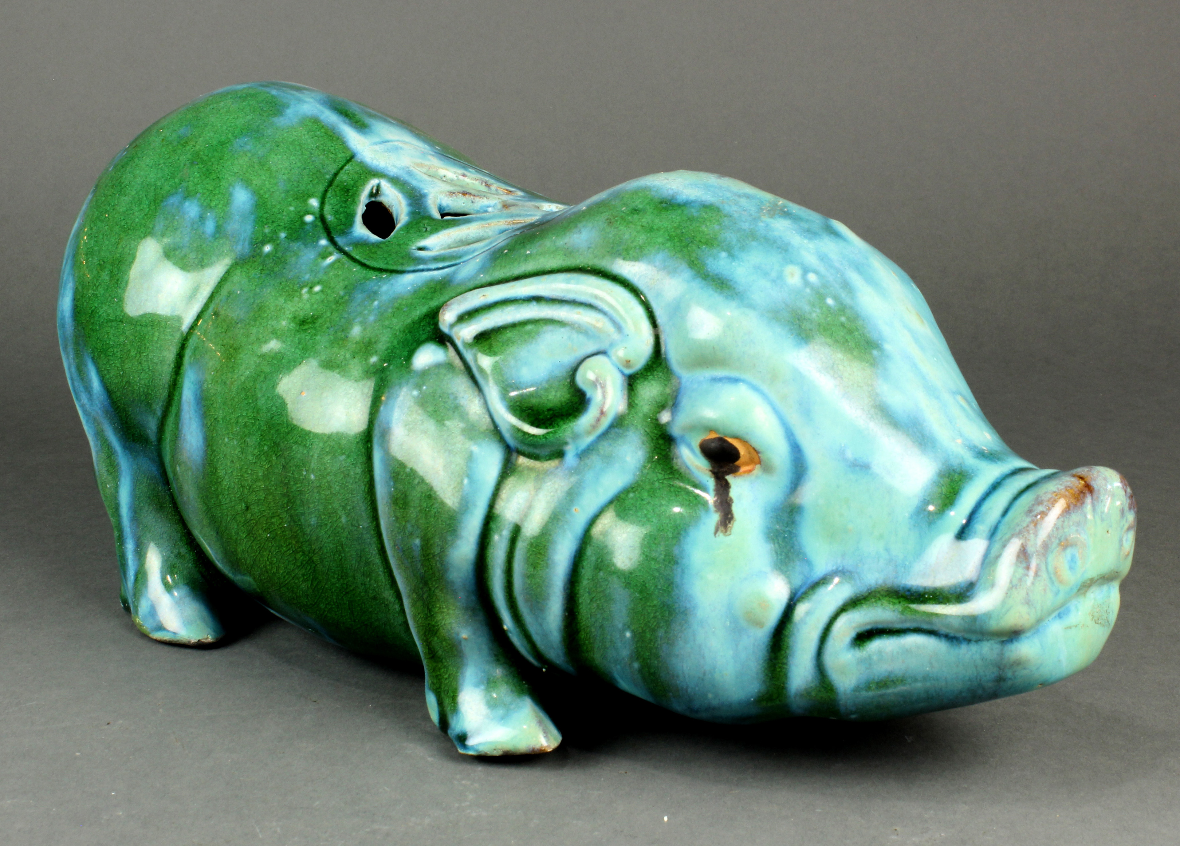 CHINESE TURQUOISE GLAZED PIG FORM 3a678d