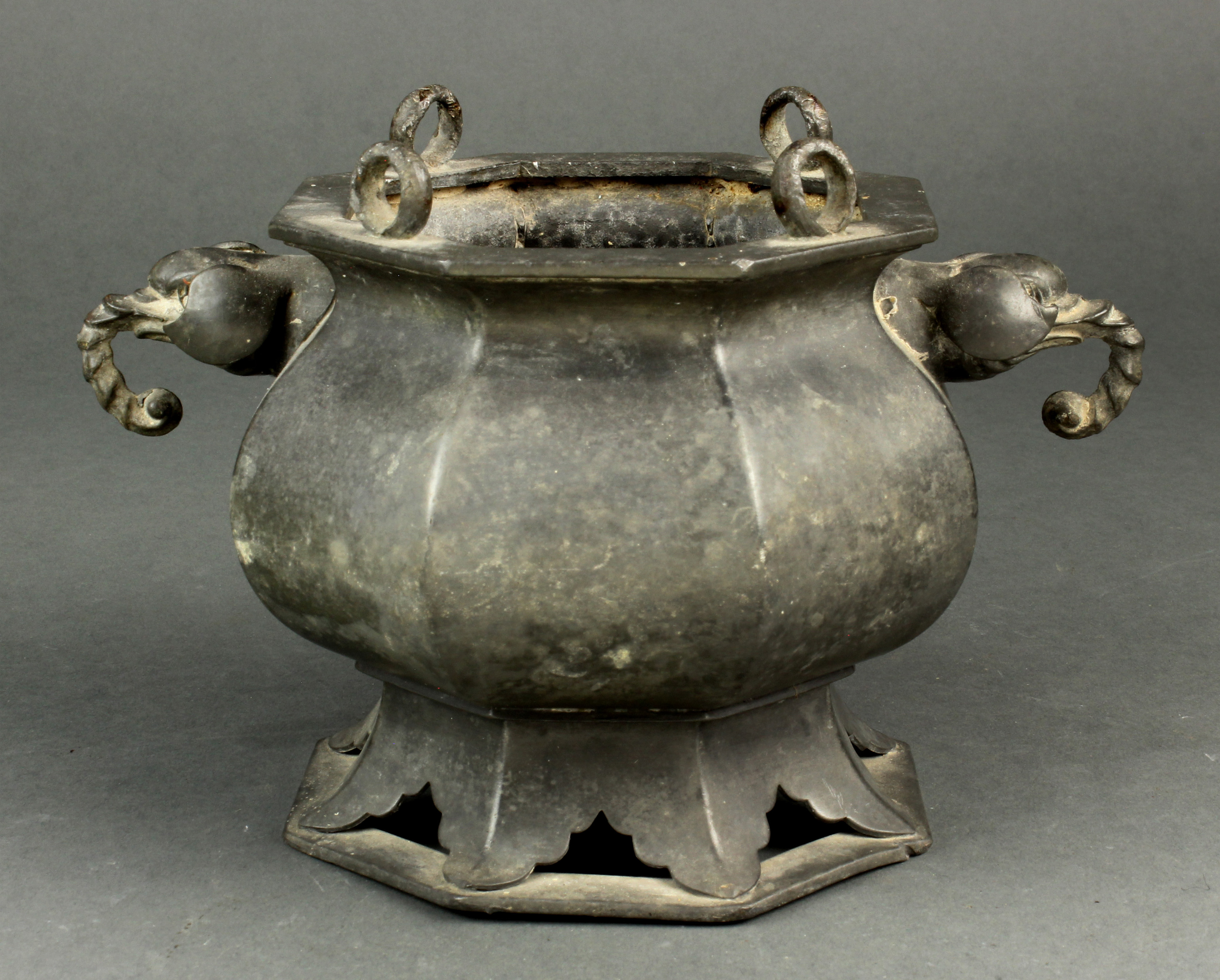 CHINESE PEWTER CENSER WITH ELEPHANT