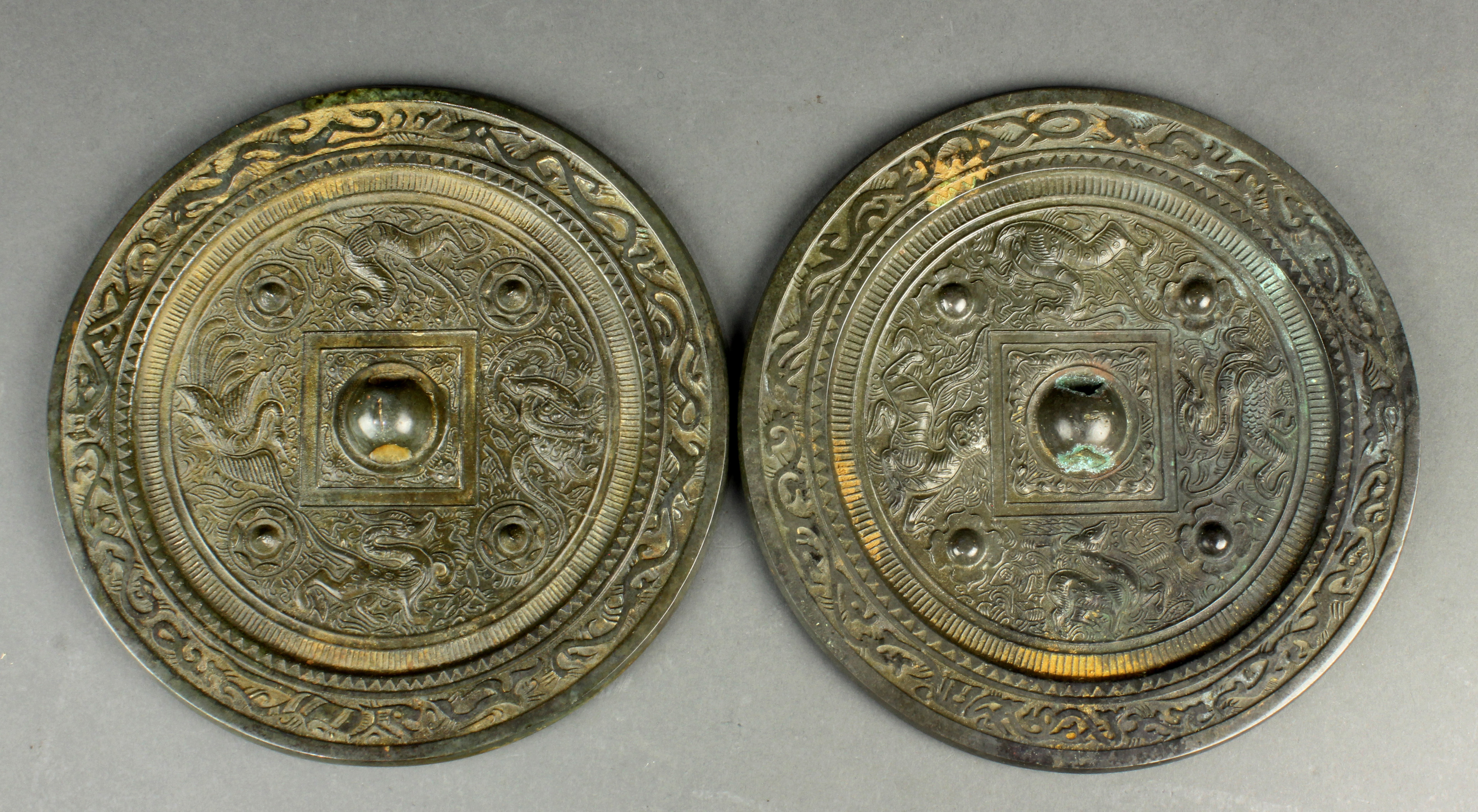  LOT OF 2 CHINESE BRONZE MIRRORS 3a67b4