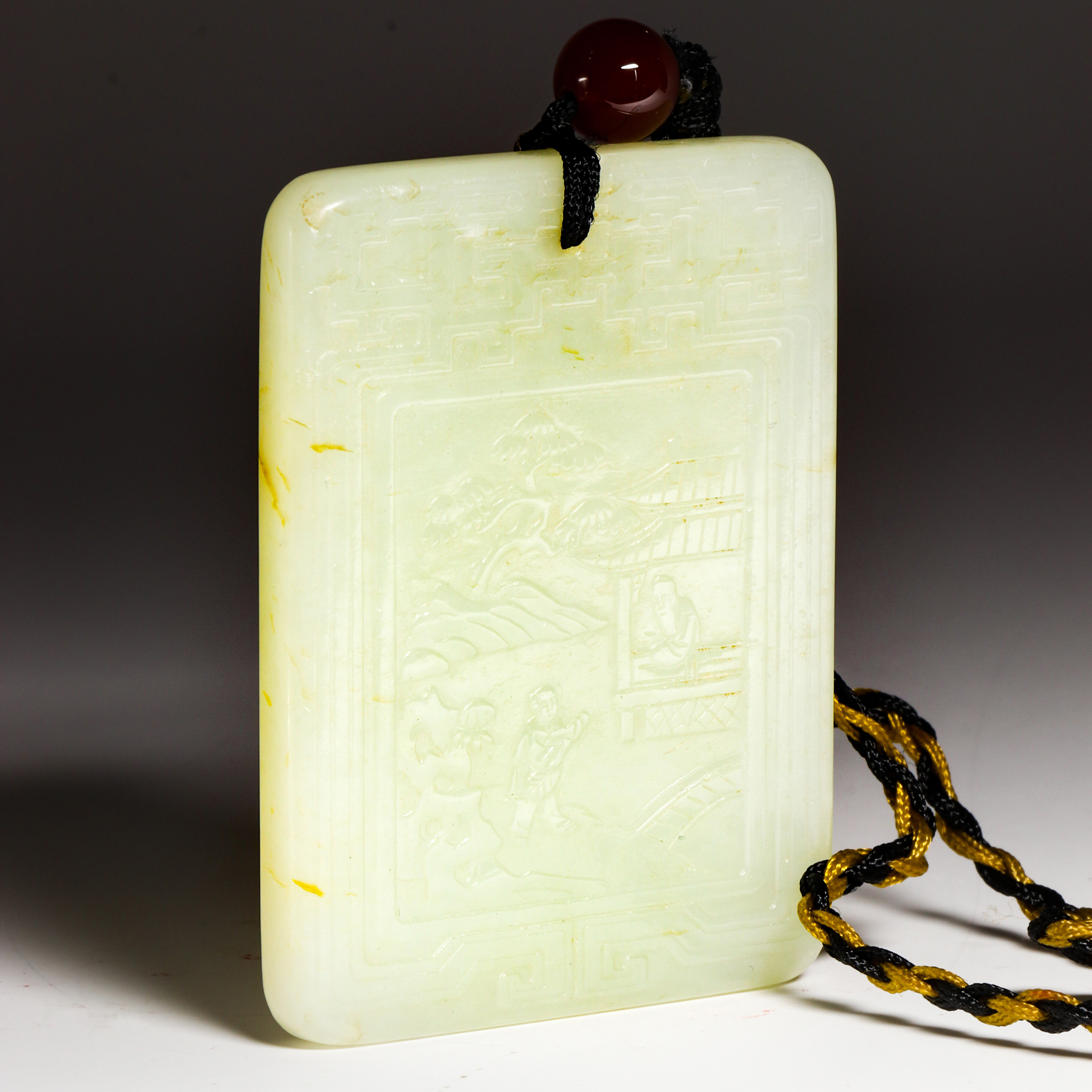 CHINESE WHITE JADE INSCRIBED PLAQUE