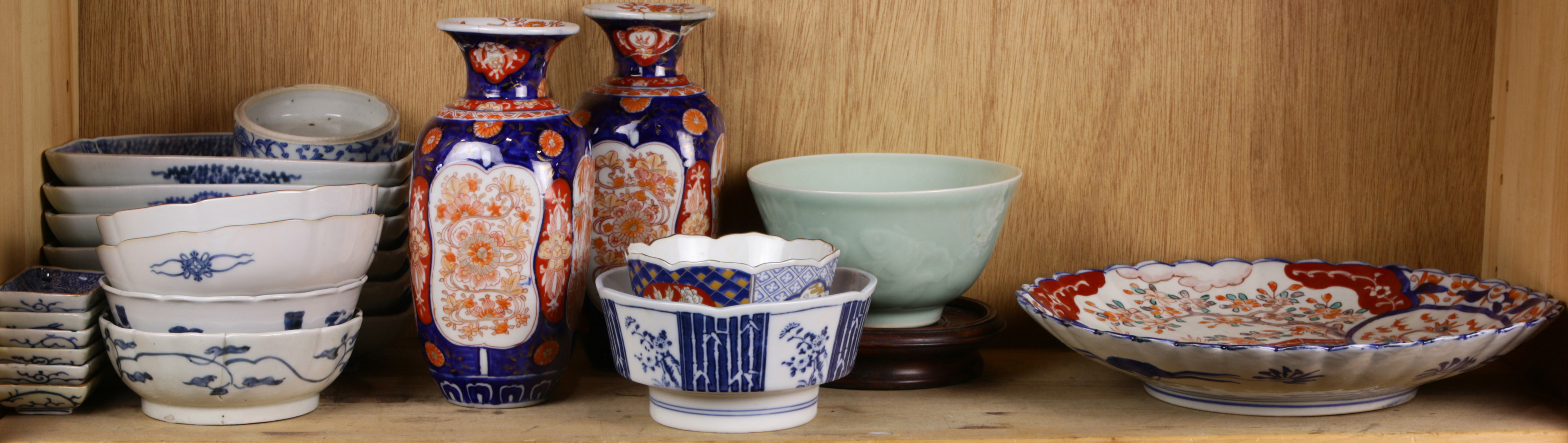 SHELF OF JAPANESE BLUE AND WHITE