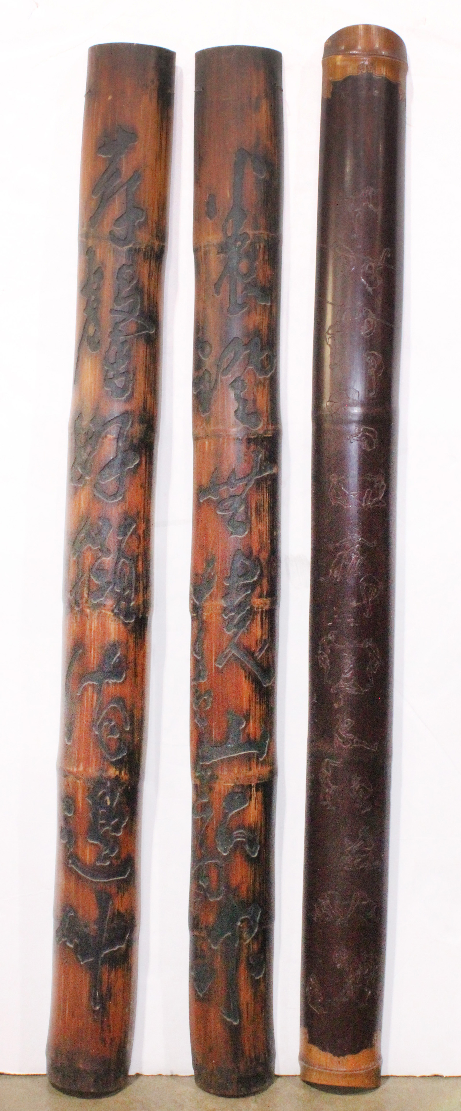 (LOT OF 3) JAPANESE CARVED BAMBOO