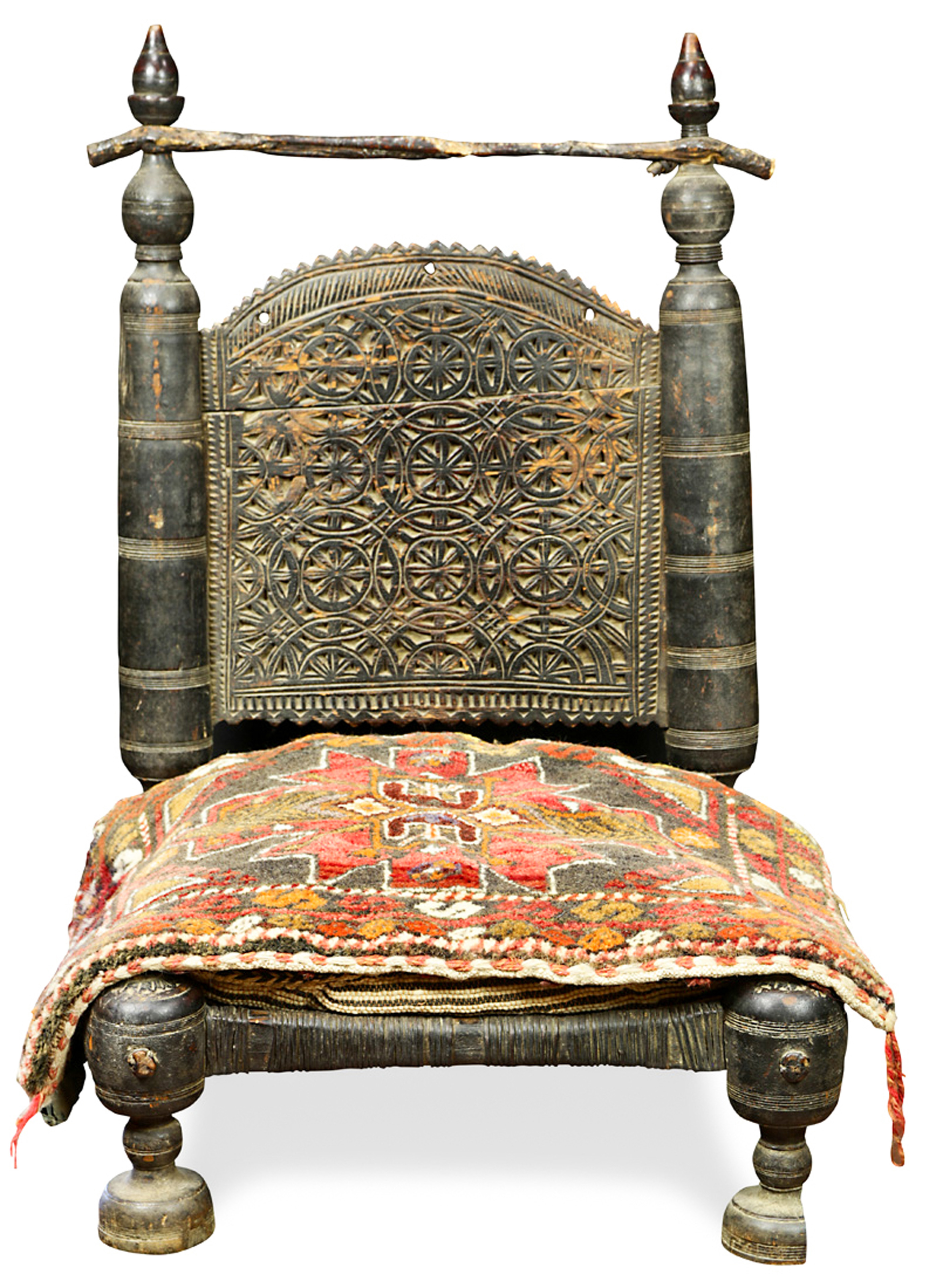 AFGHAN LOW CHAIR WITH WOVEN SEAT 3a682d