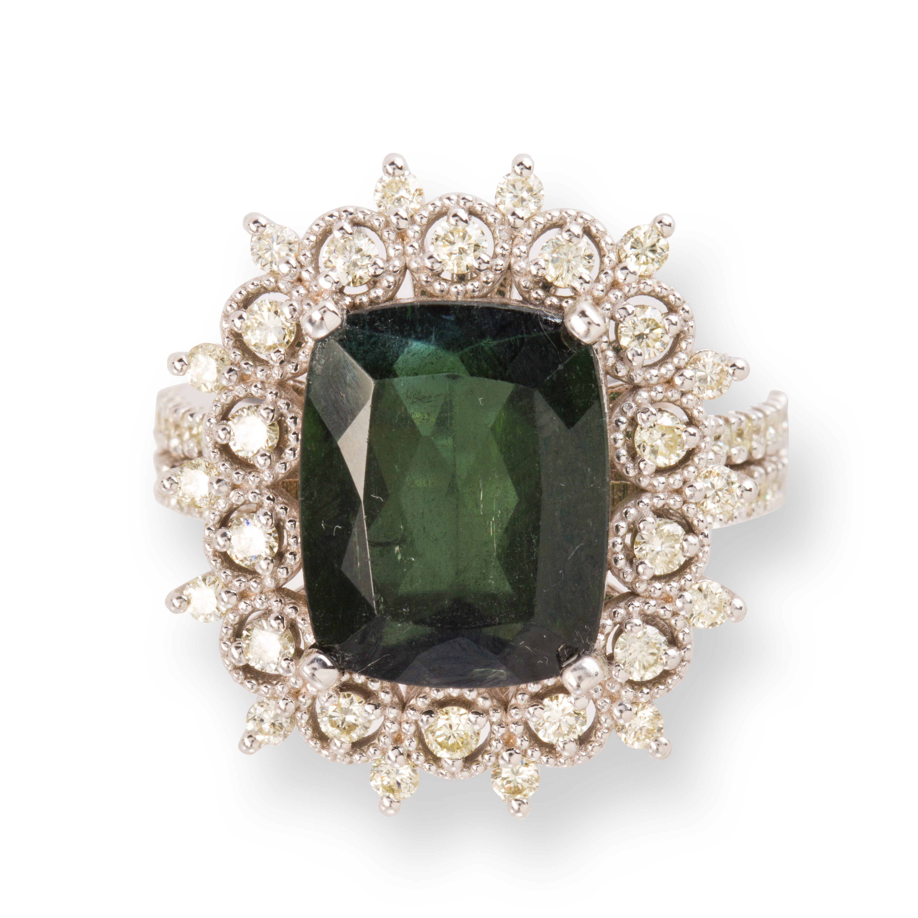 A GREEN TOURMALINE DIAMOND AND 3a6840