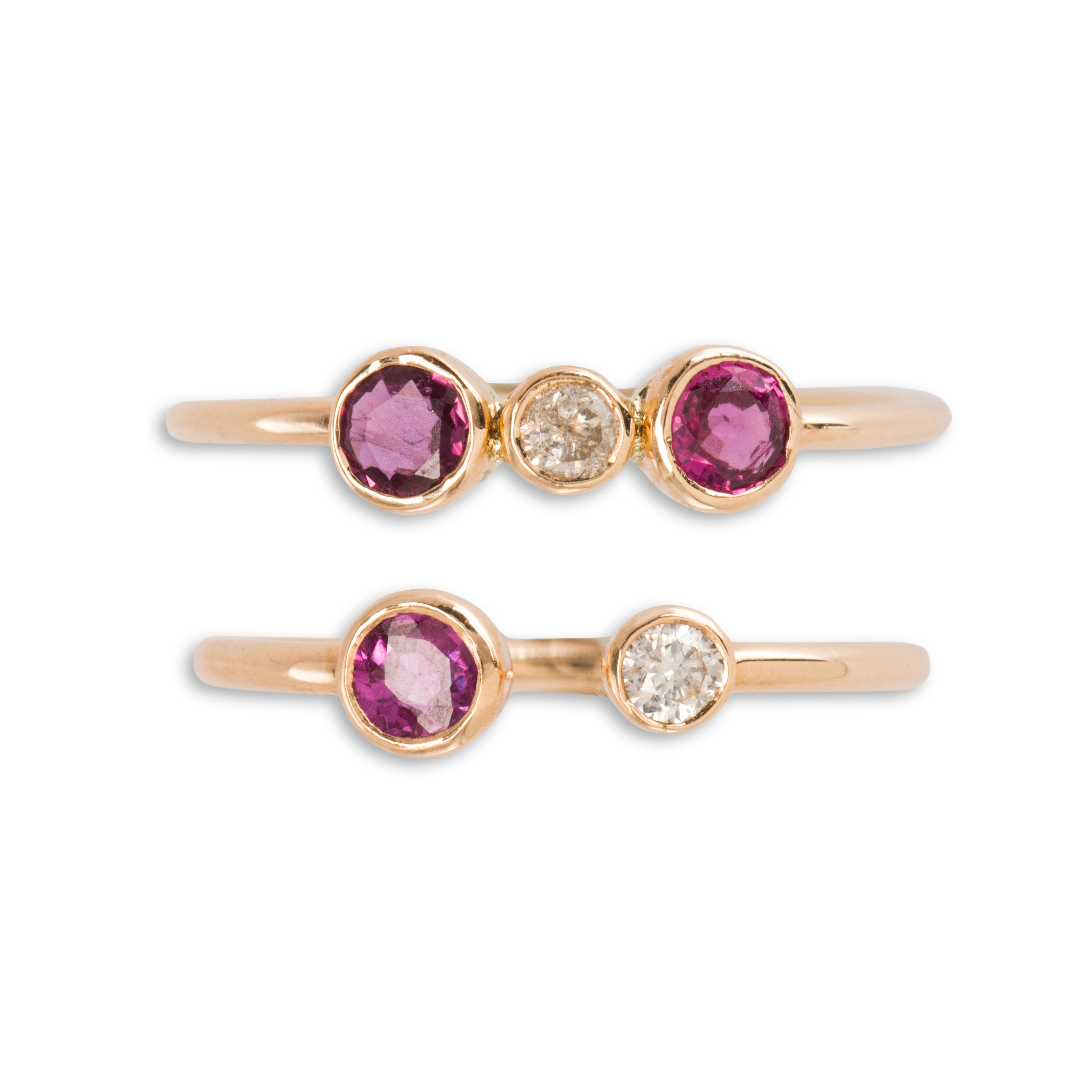 A PAIR OF RUBY, DIAMOND AND ROSE