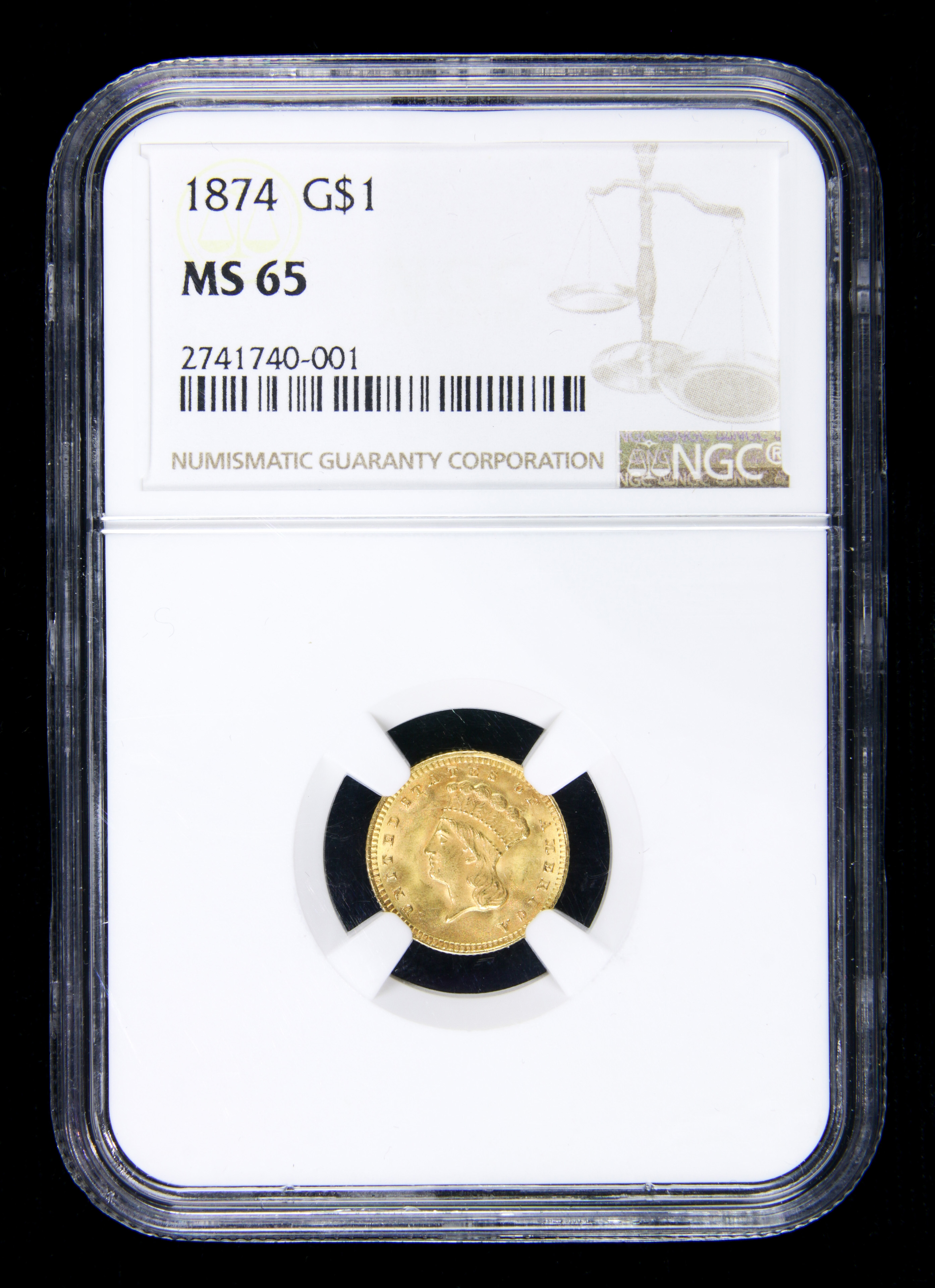 U S 1874 1 GOLD NGC MS65 U S  3a68a2