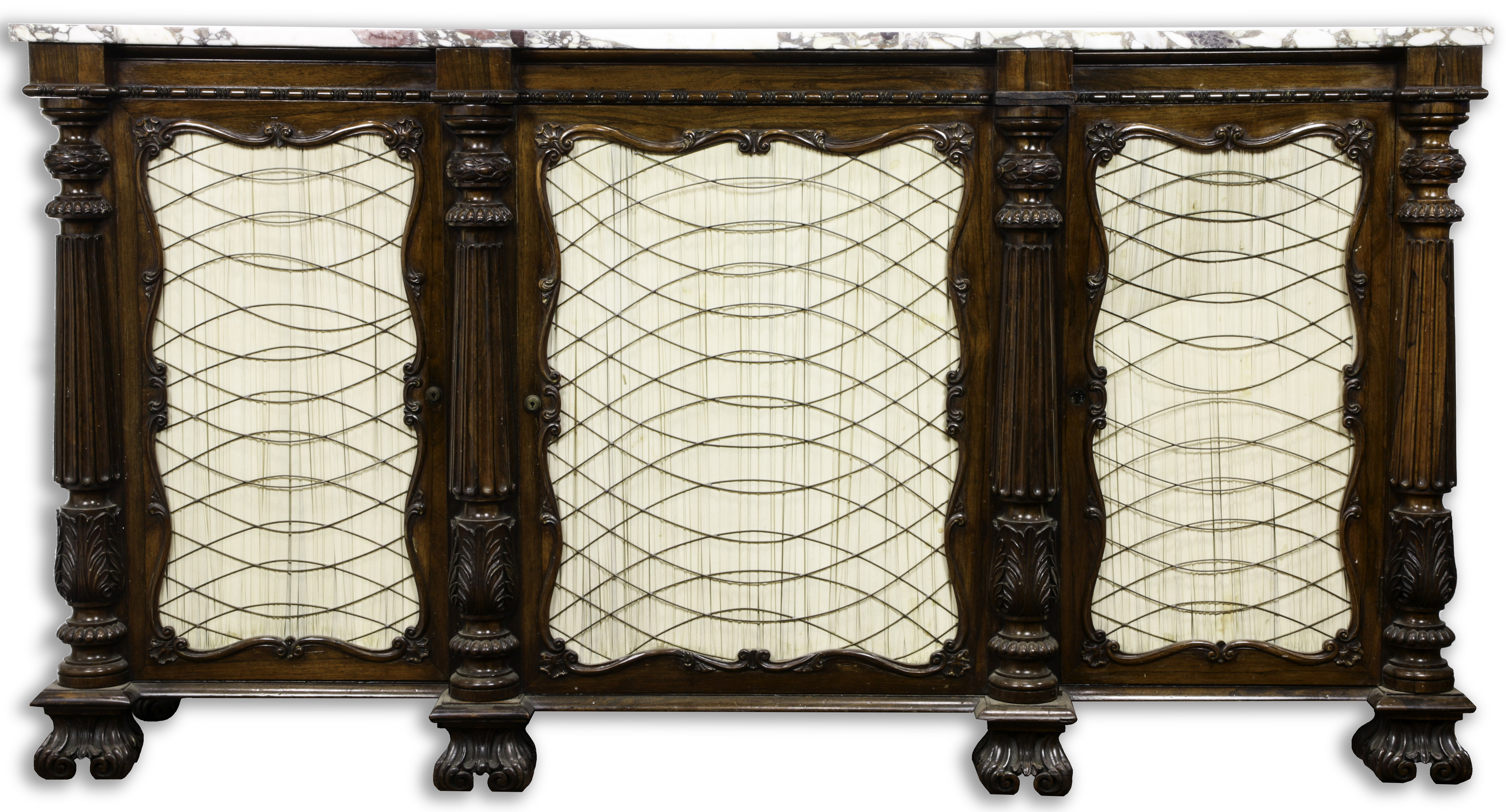 A WILLIAM IV MARBLE TOP ROSEWOOD