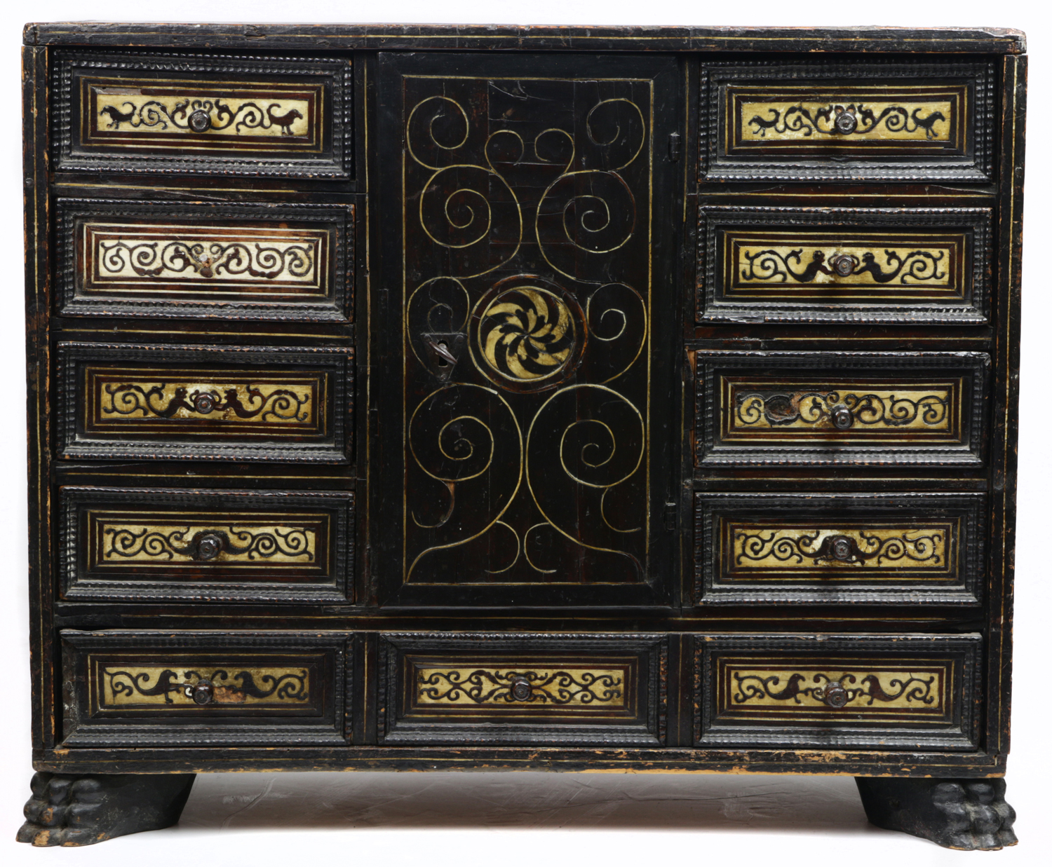 A SPANISH BAROQUE STYLE EBONIZED