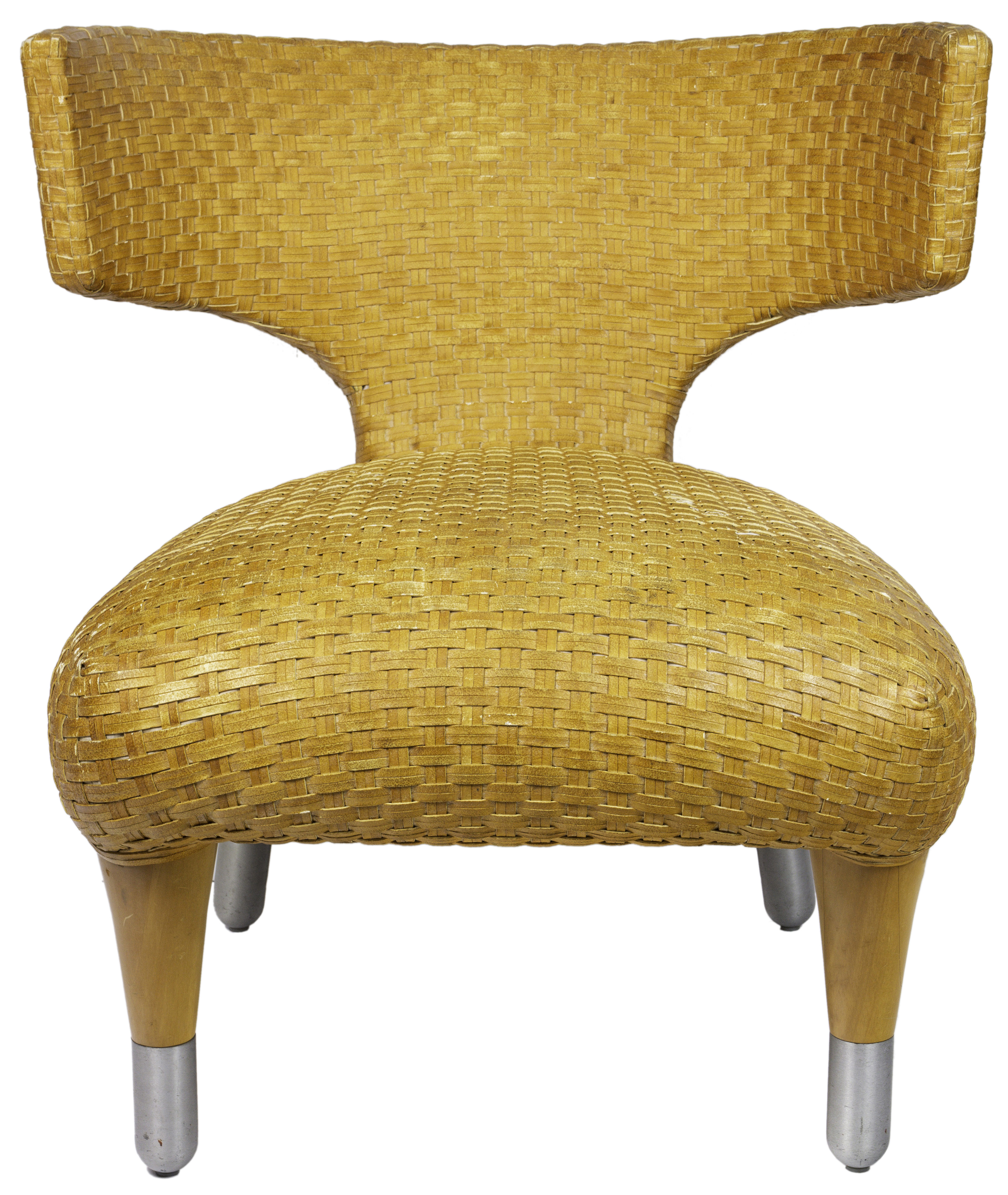 AN ITALIAN WOVEN LEATHER SIDE CHAIR  3a6984