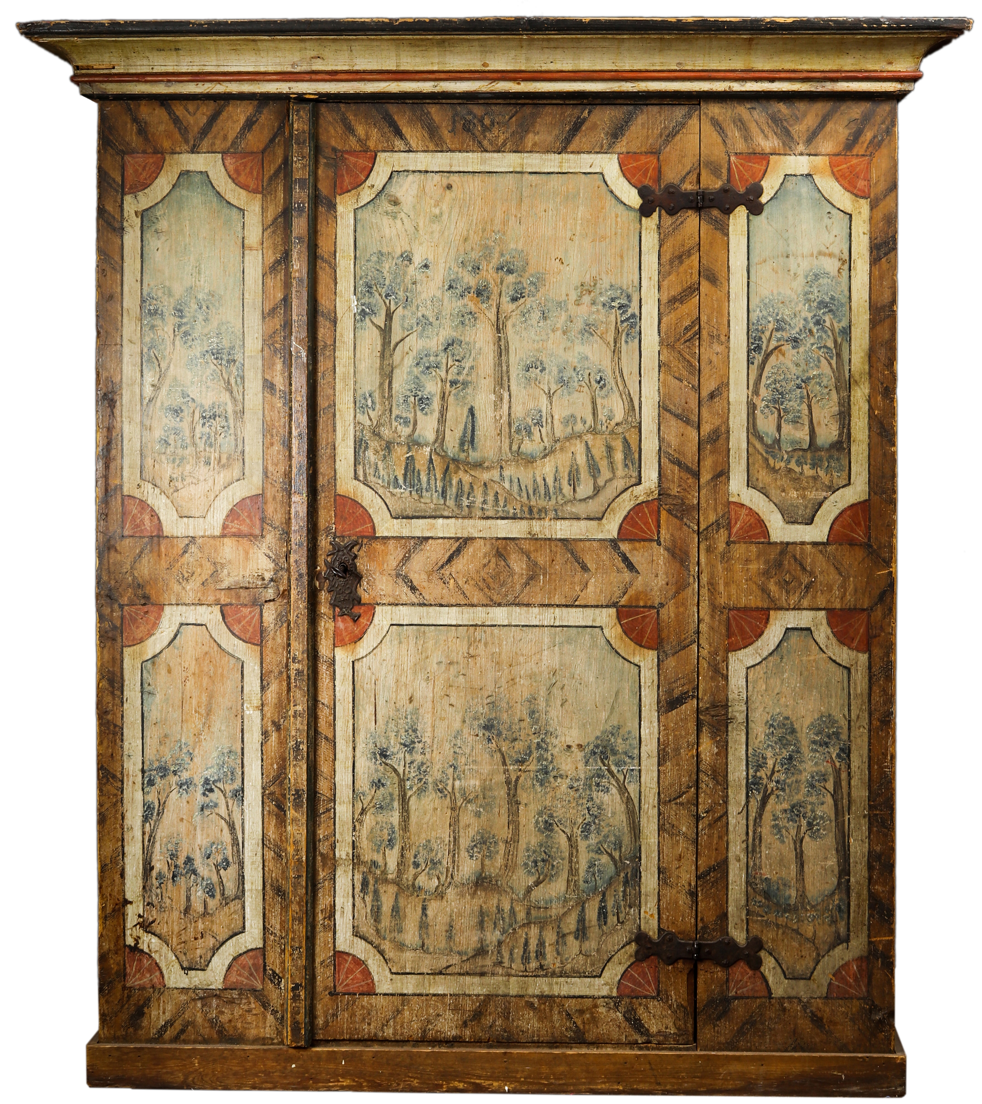 A CONTINENTAL PAINT DECORATED ARMOIRE