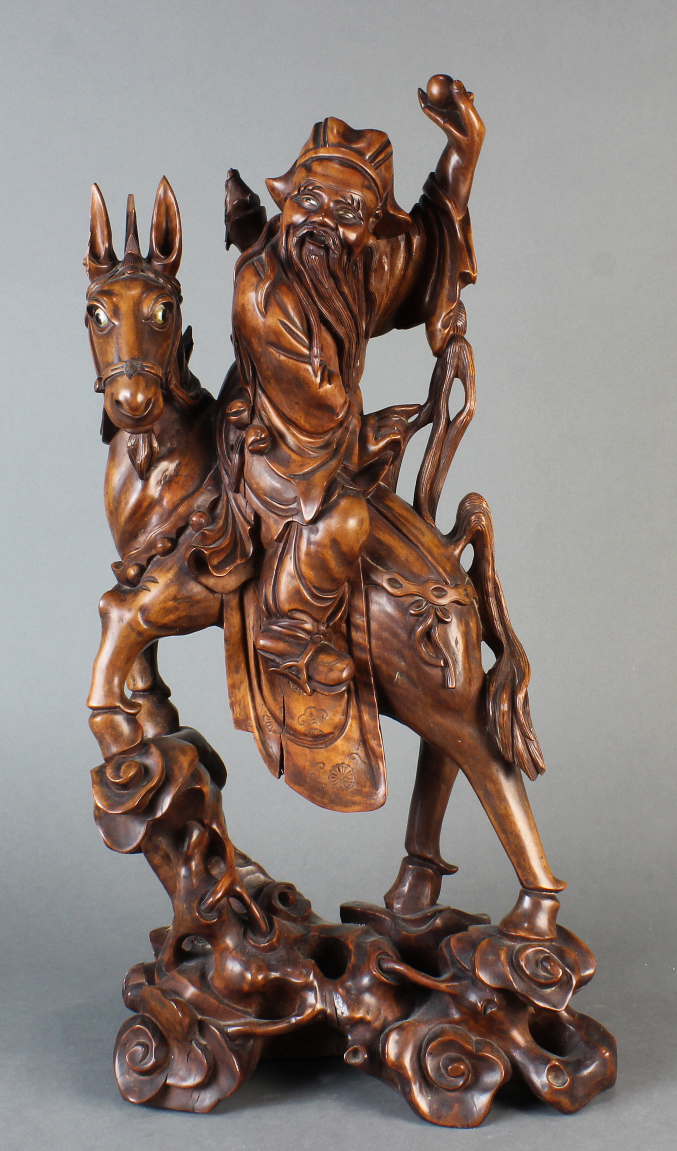 CHINESE CARVED WOOD DAOIST IMMORTAL
