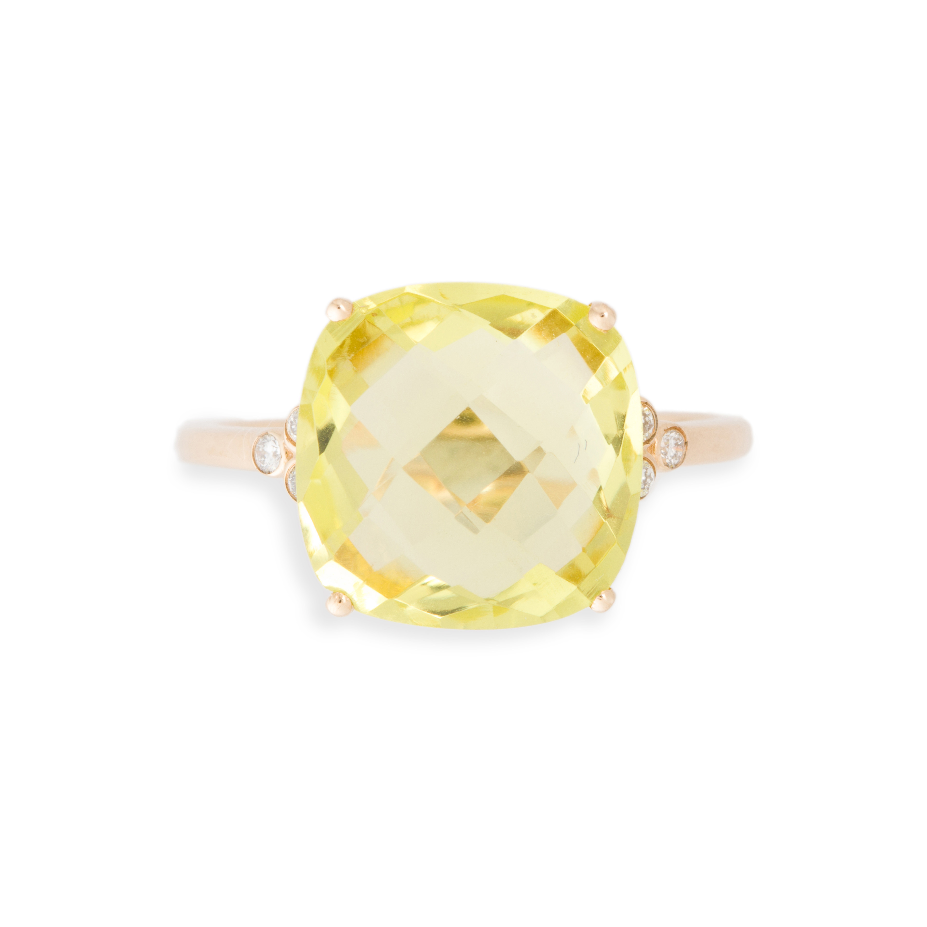 A GREENISH YELLOW QUARTZ, DIAMOND