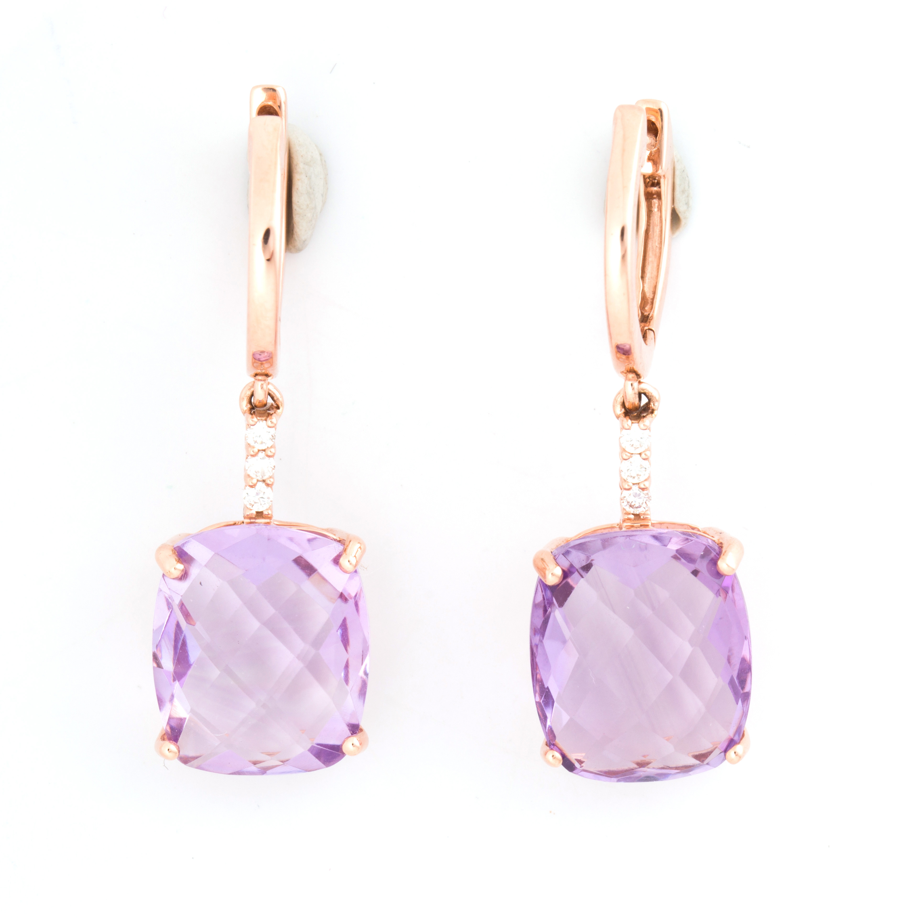 A PAIR OF AMETHYST DIAMOND AND 3a6a51