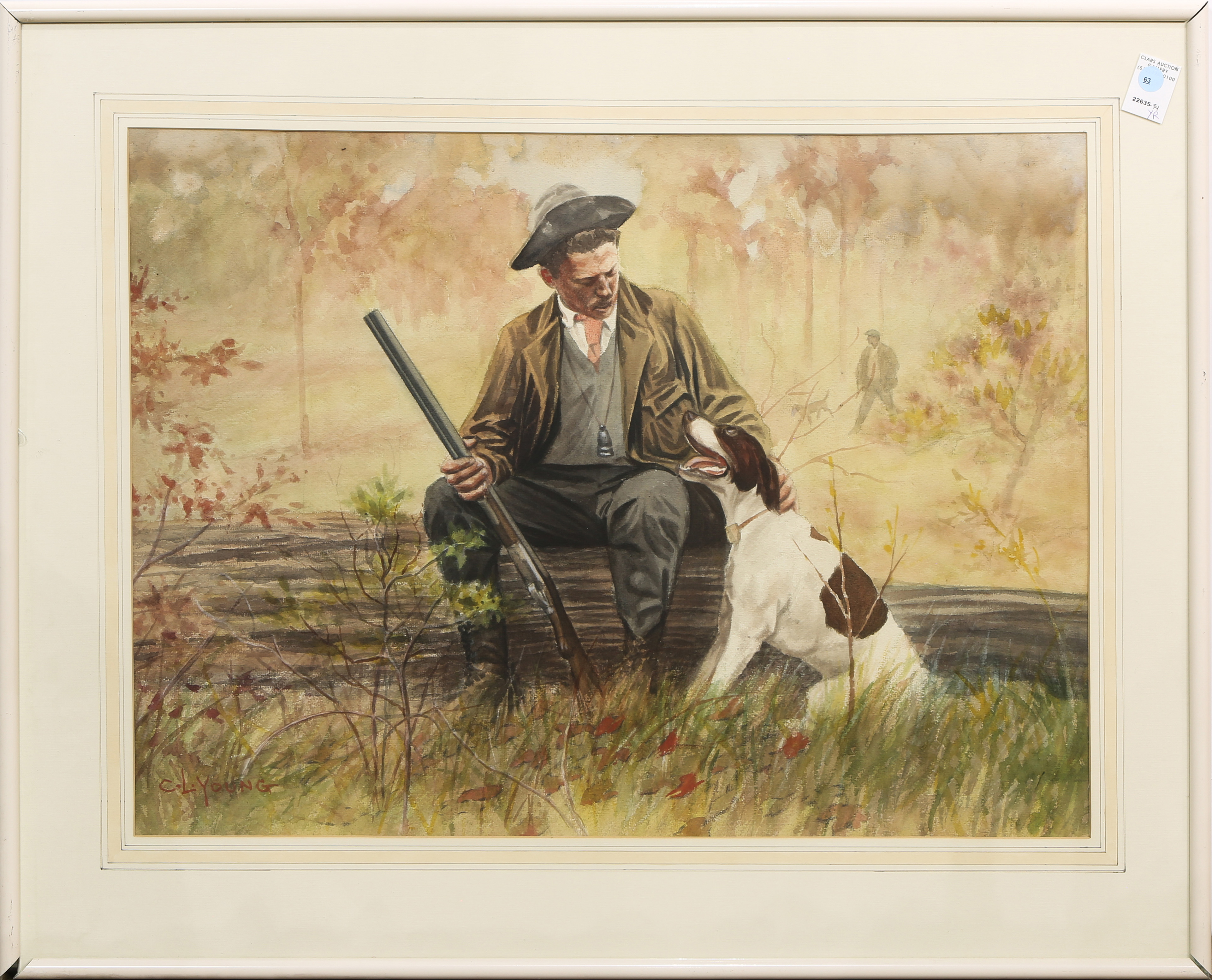 WATERCOLOR, HUNTING WITH THE DOGS