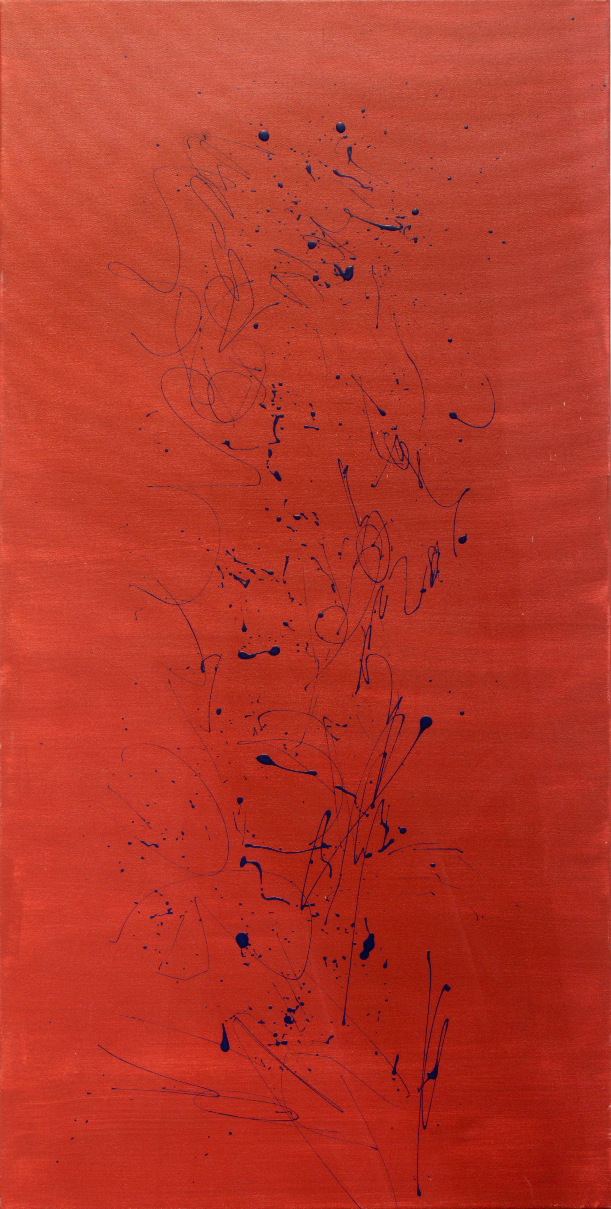 PAINTING, ABSTRACT IN RED AND BLUE