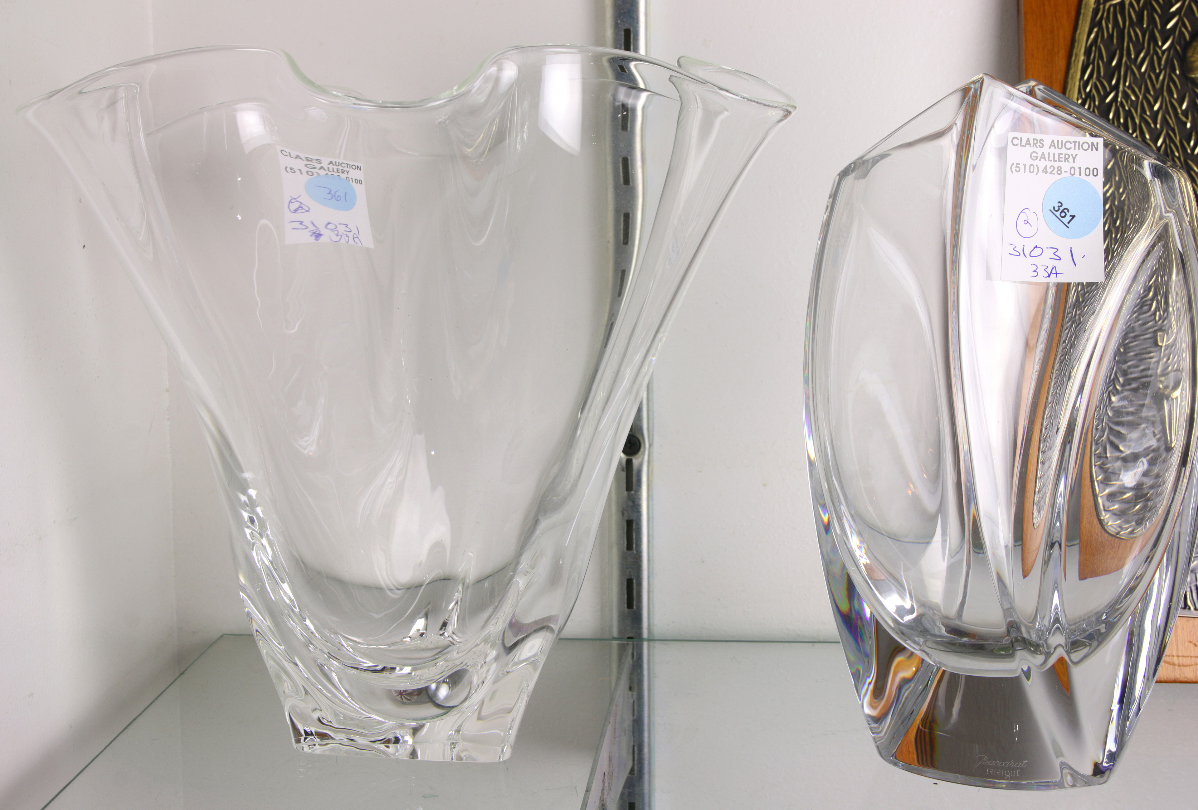  LOT OF 2 CLEAR GLASS FLORIFORM 3a6b21