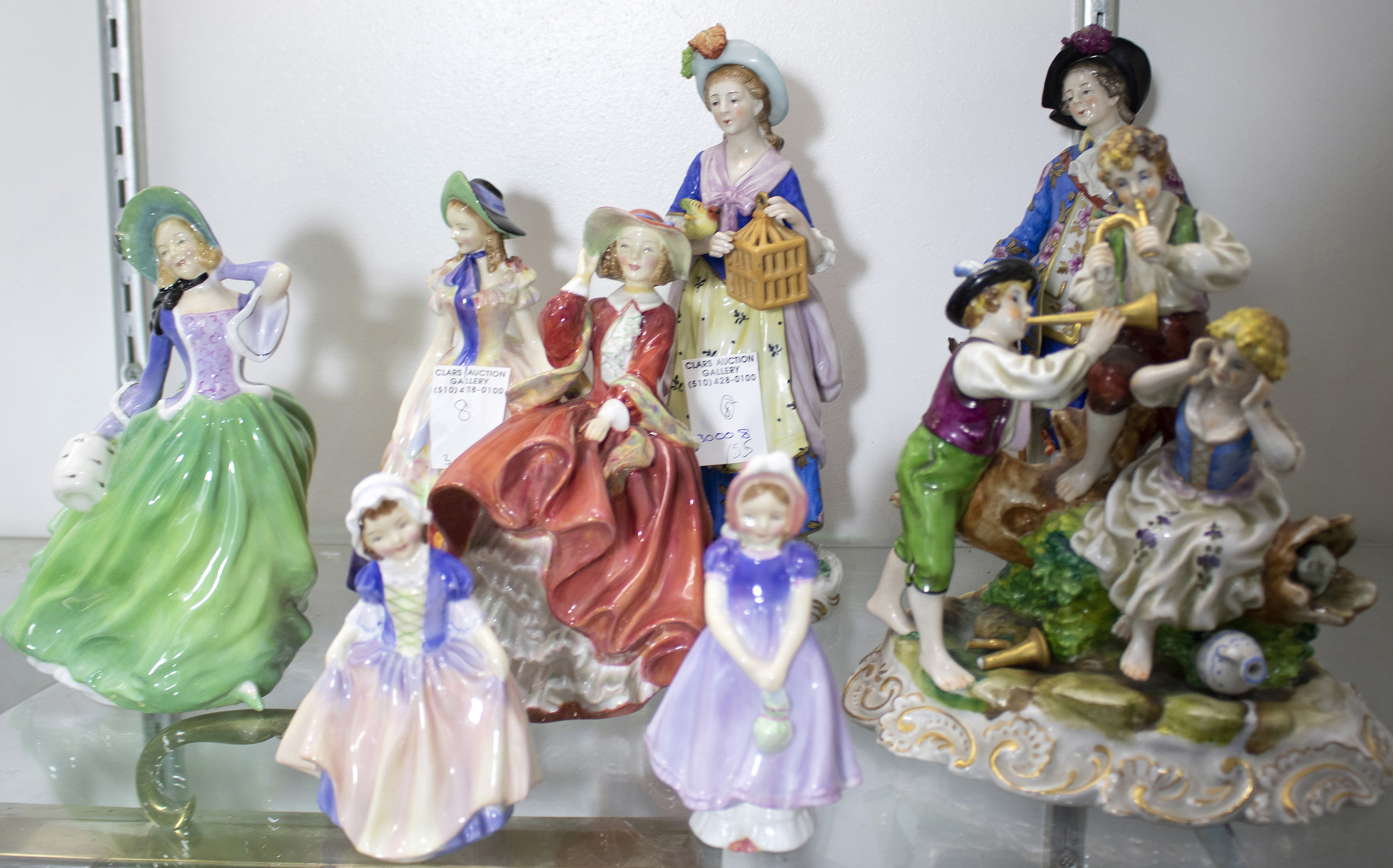  LOT OF 8 DRESDEN PORCELAIN FIGURAL 3a6b54