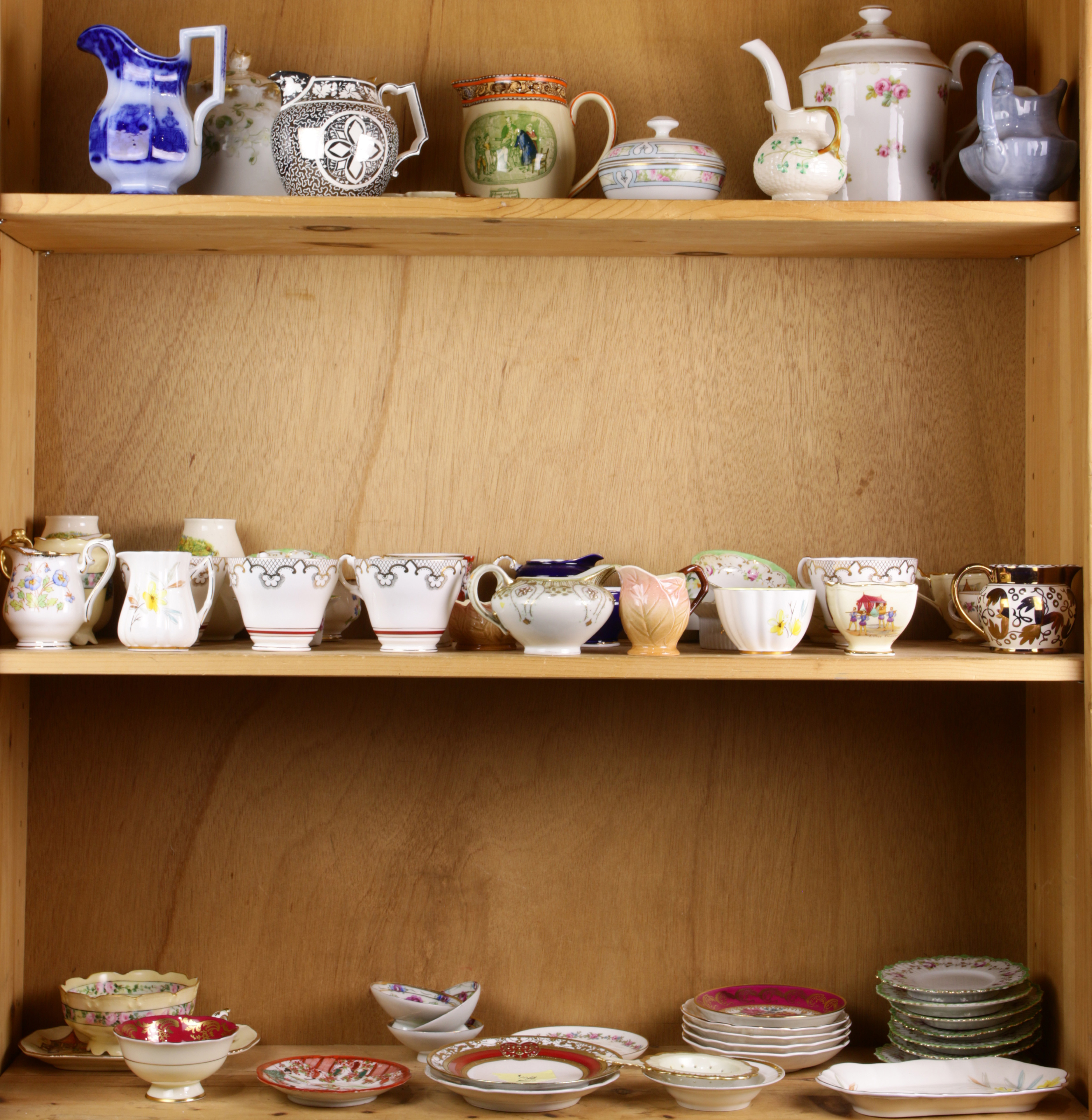 THREE SHELVES OF ASSORTED PORCELAIN