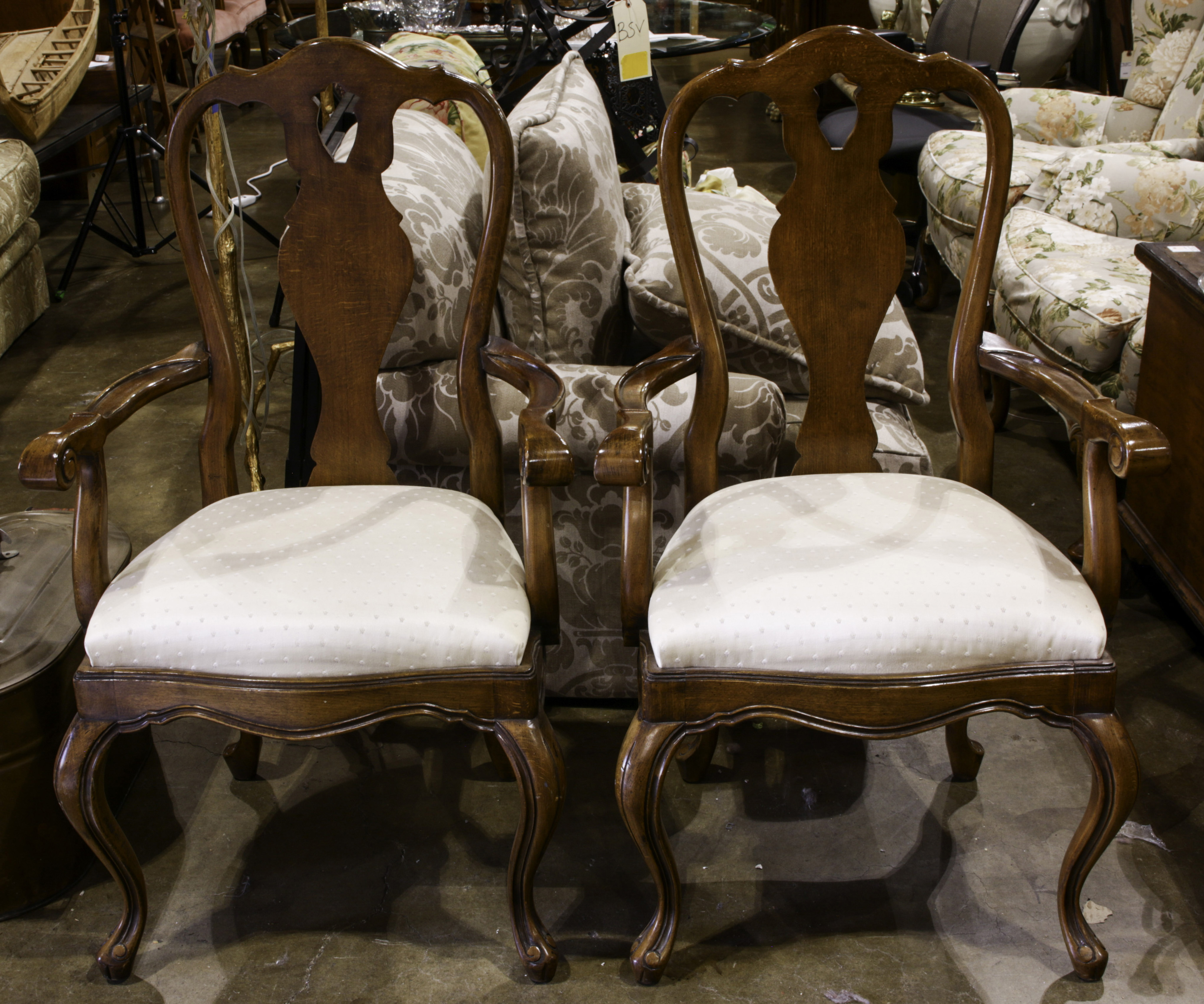 A PAIR OF CHIPPENDALE STYLE ARMCHAIRS