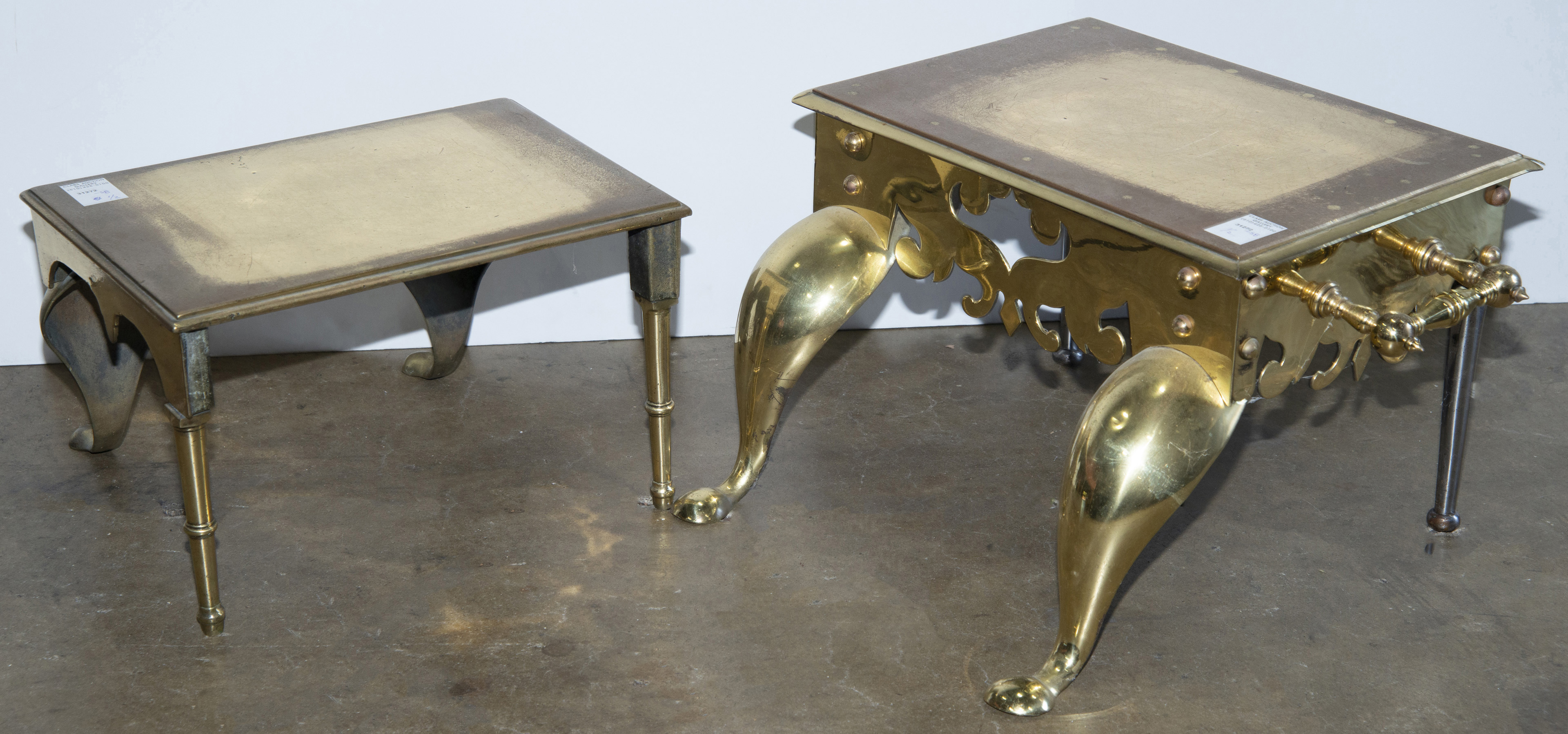 (LOT OF 2) ENGLISH BRASS FOOTSTOOLS