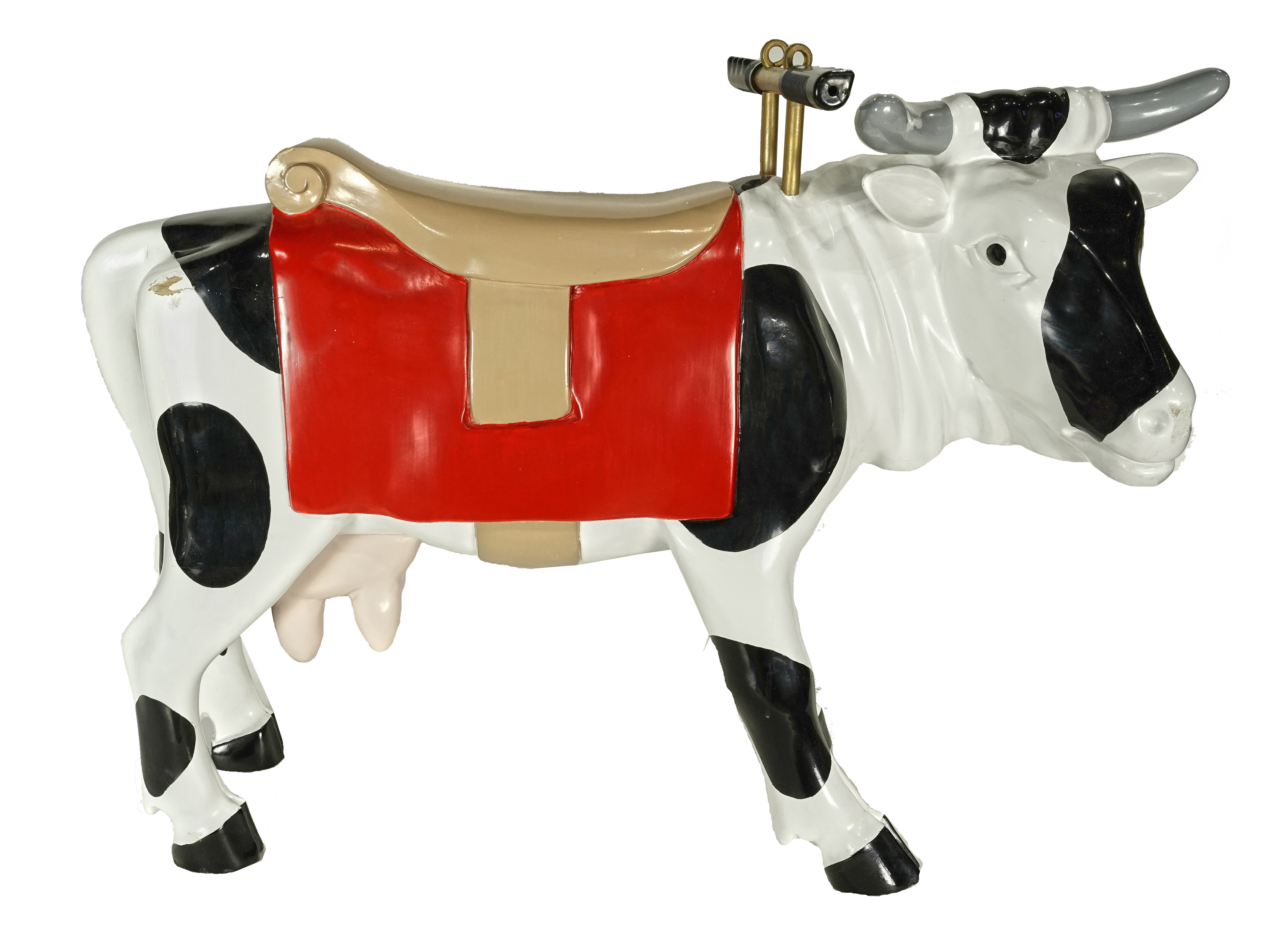 A DIMINUTIVE CHILDS CAROUSEL COW ON
