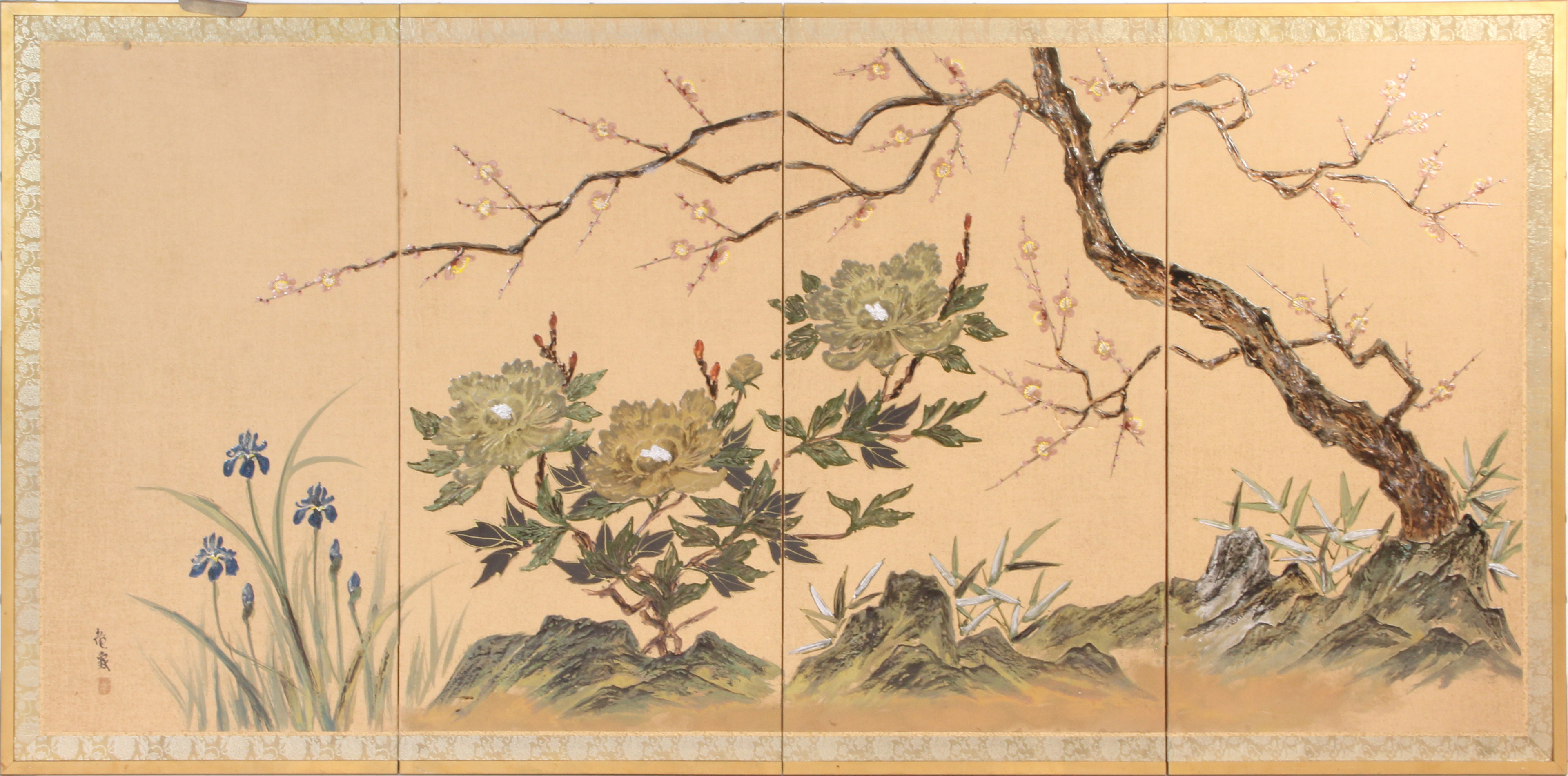 JAPANESE FOUR PANEL SCREEN Japanese 3a6c45