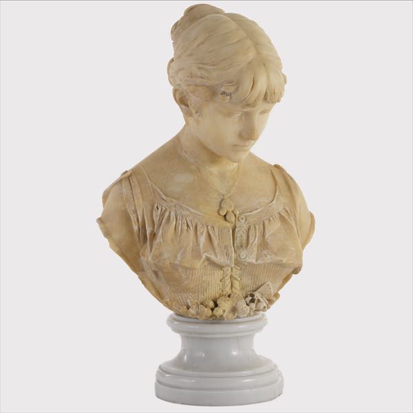 ALABASTER BUST OF CRYING GIRL 25 x