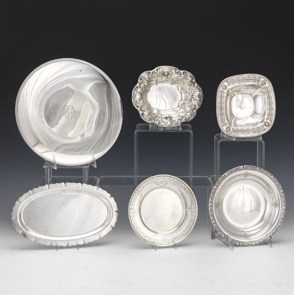 SIX STERLING SILVER DISHES Including  3a6e31