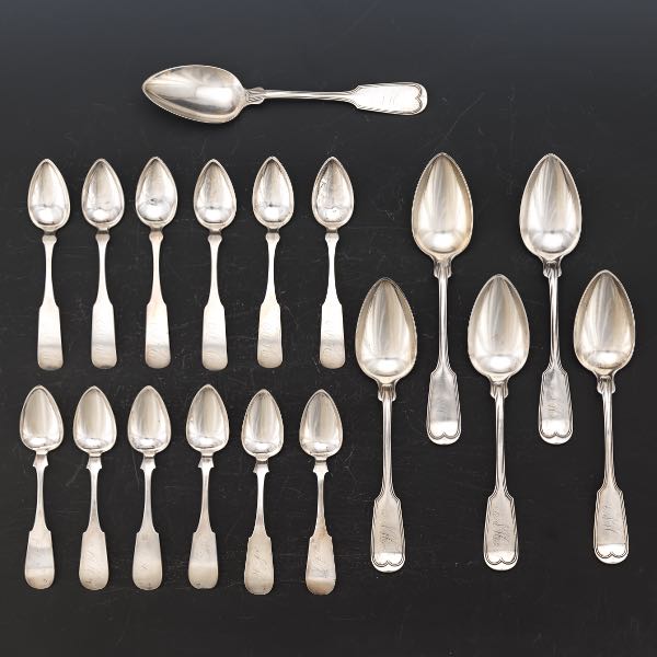 ANTIQUE COIN SILVER SIX SERVING