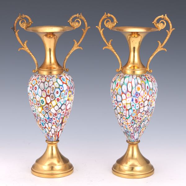 PAIR OF MURANO GLASS AND BRASS 3a6e63