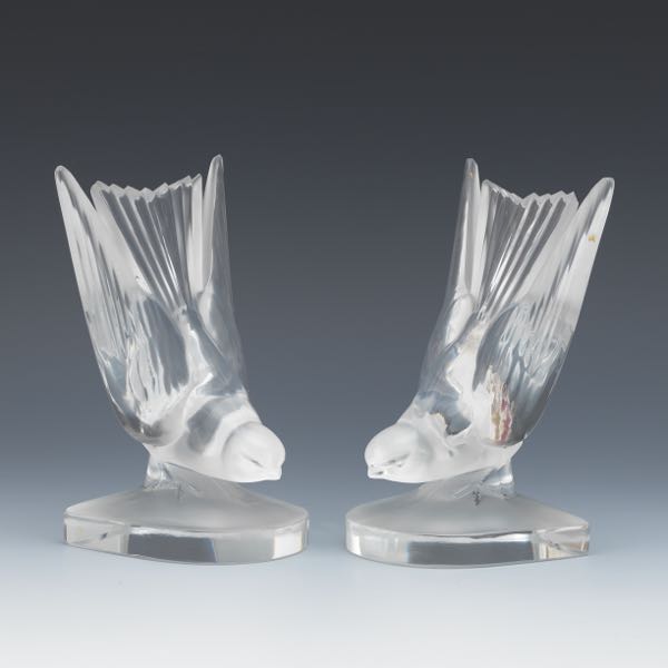 LALIQUE SWALLOW BIRDS BOOKENDS 3a6e5c