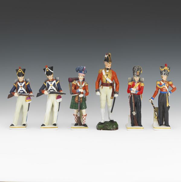 SIX SITZENDORF PORCELAIN BRITISH OFFICERS