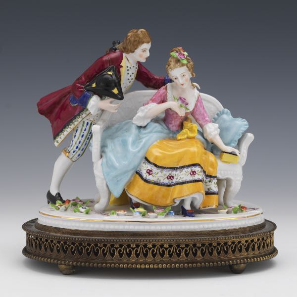 MOUNTED PORCELAIN FIGURINES 8 ½"H