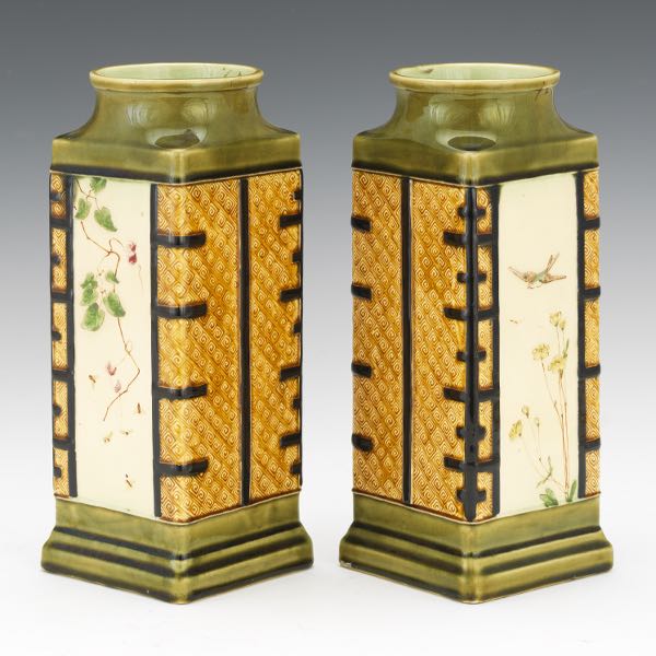 PAIR OF FRENCH JAPONESQUE GLAZED 3a6eb4