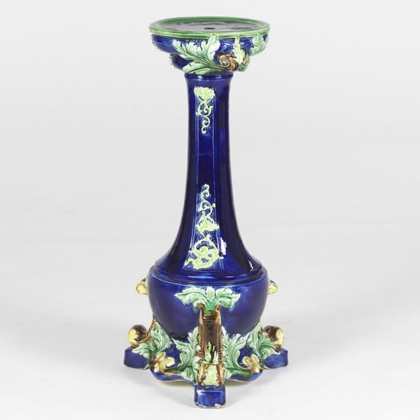 LARGE MAJOLICA PEDESTAL PLANT STAND