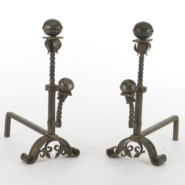 PAIR OF DOUBLE HEADED WROUGHT IRON